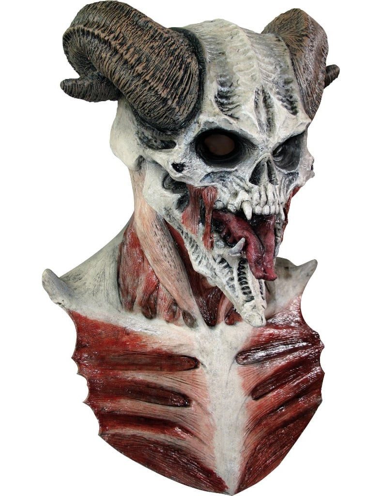 Ghoulish Productions Kostüm Teuflische Skelett Halloween Maske weiss-braun-rot