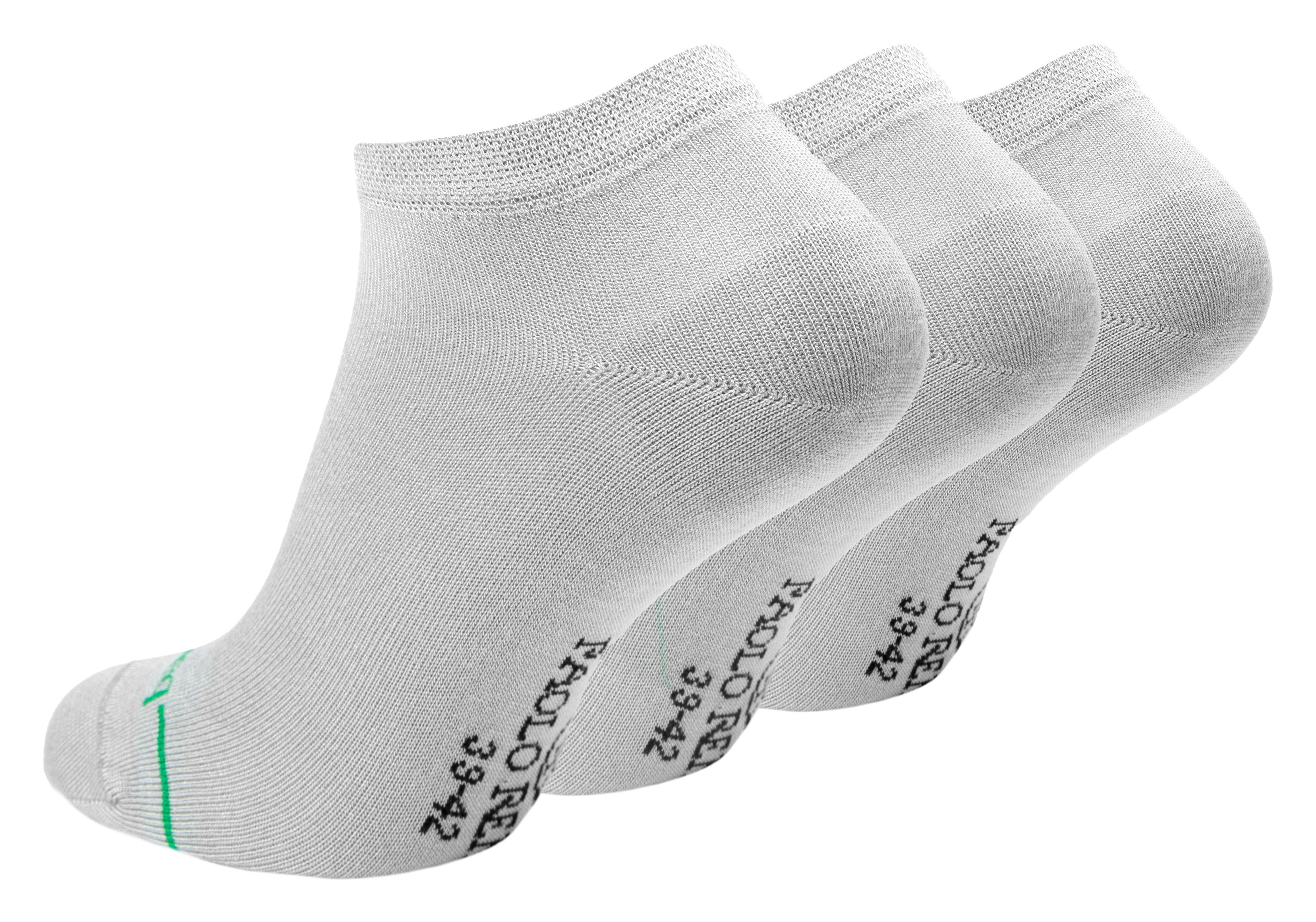 Paolo Renzo Sneakersocken Geruchshemmend (3-Paar) Atmungsaktive Unisex Sneaker Socken aus hochwertiger Bambus Viskose Hellgrau | Kompressionsstrümpfe