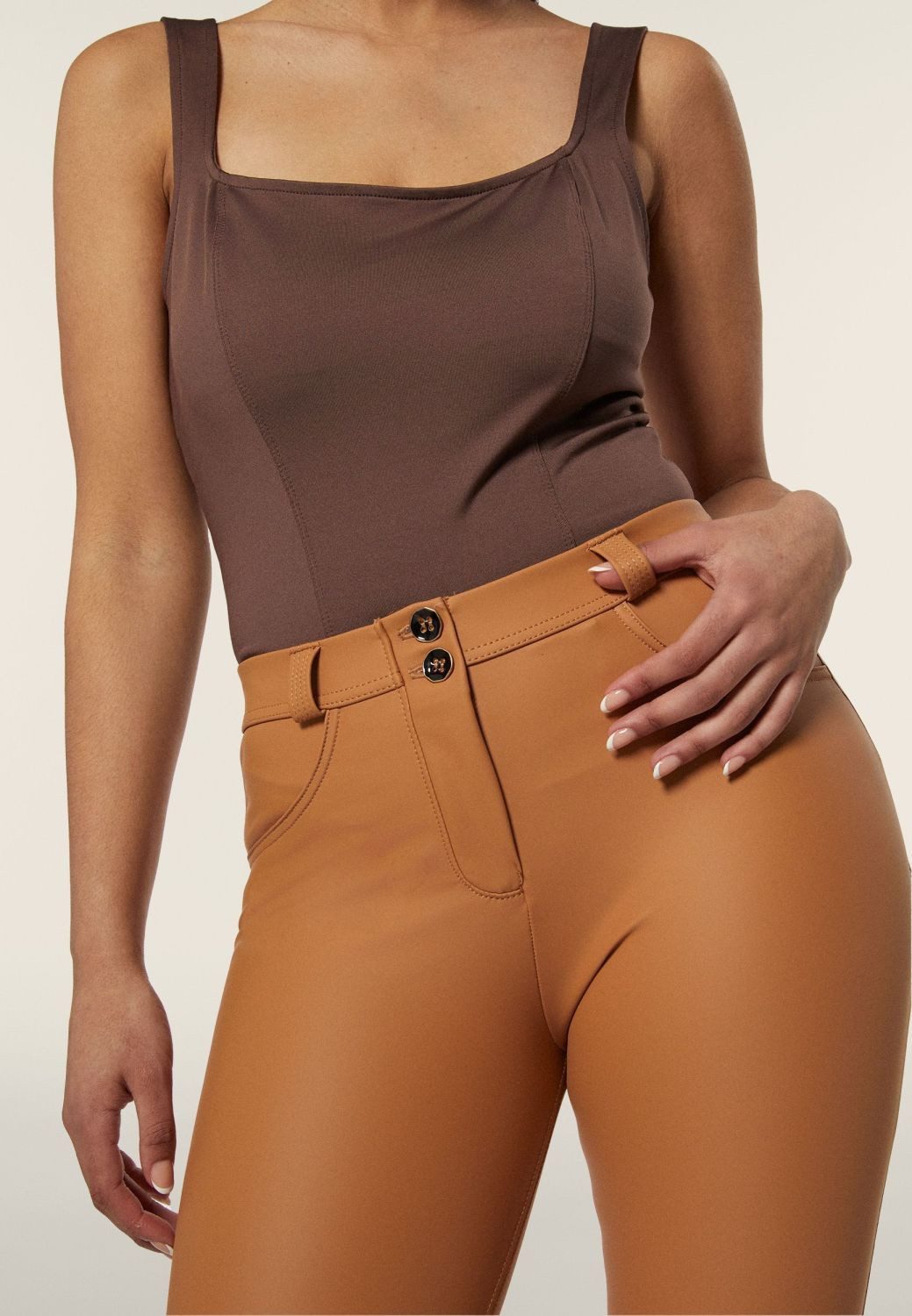 Freddy Jeggings Freddy WR.UP Eco Vegan Leder Bootcut Regular Waist Braun