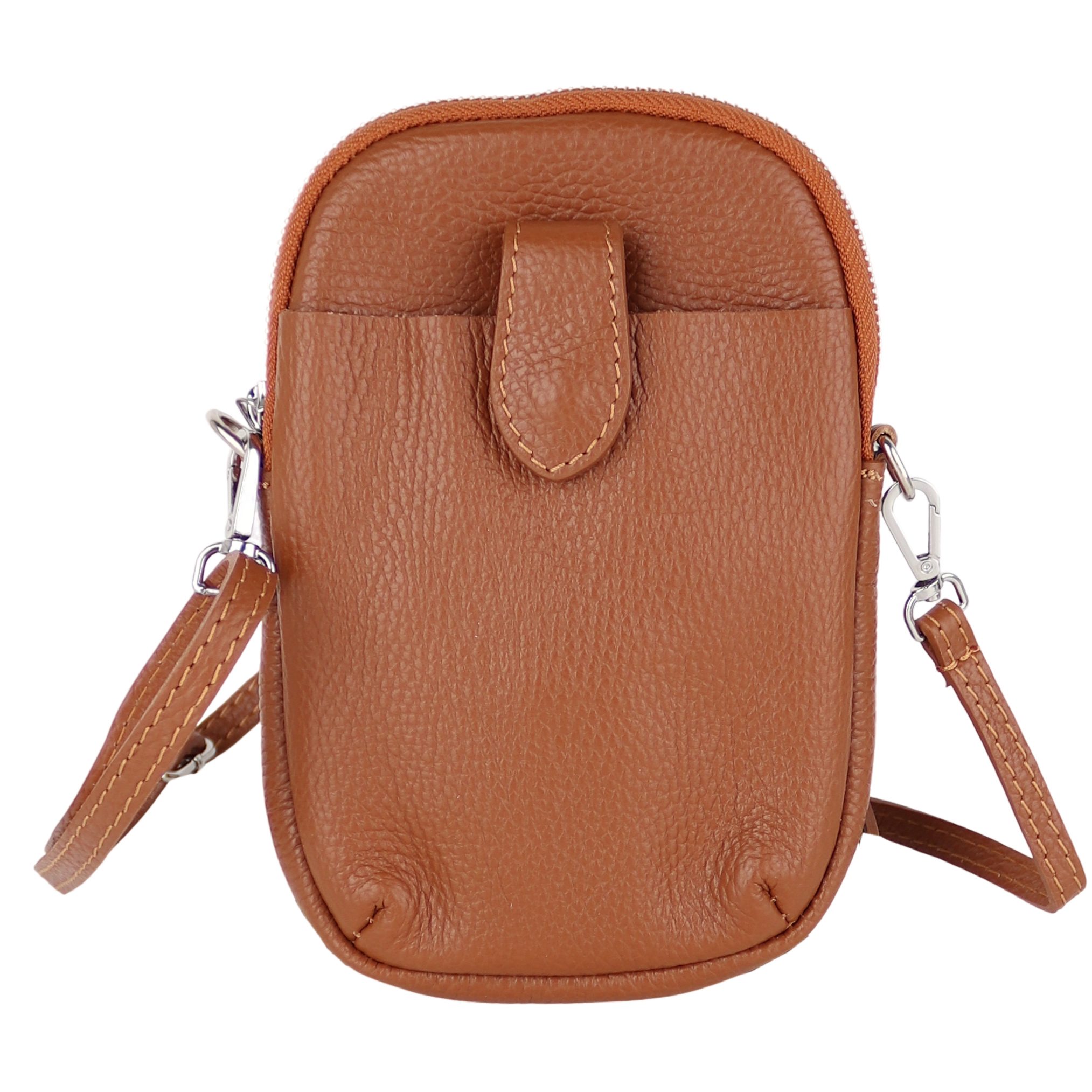 MIRROSI Handytasche Damen Kleine Umhängetasche aus Echtleder Made in Itlay (ca. 14x21x3cm), Mini Handytasche zum Umhängen, Handy Tasche