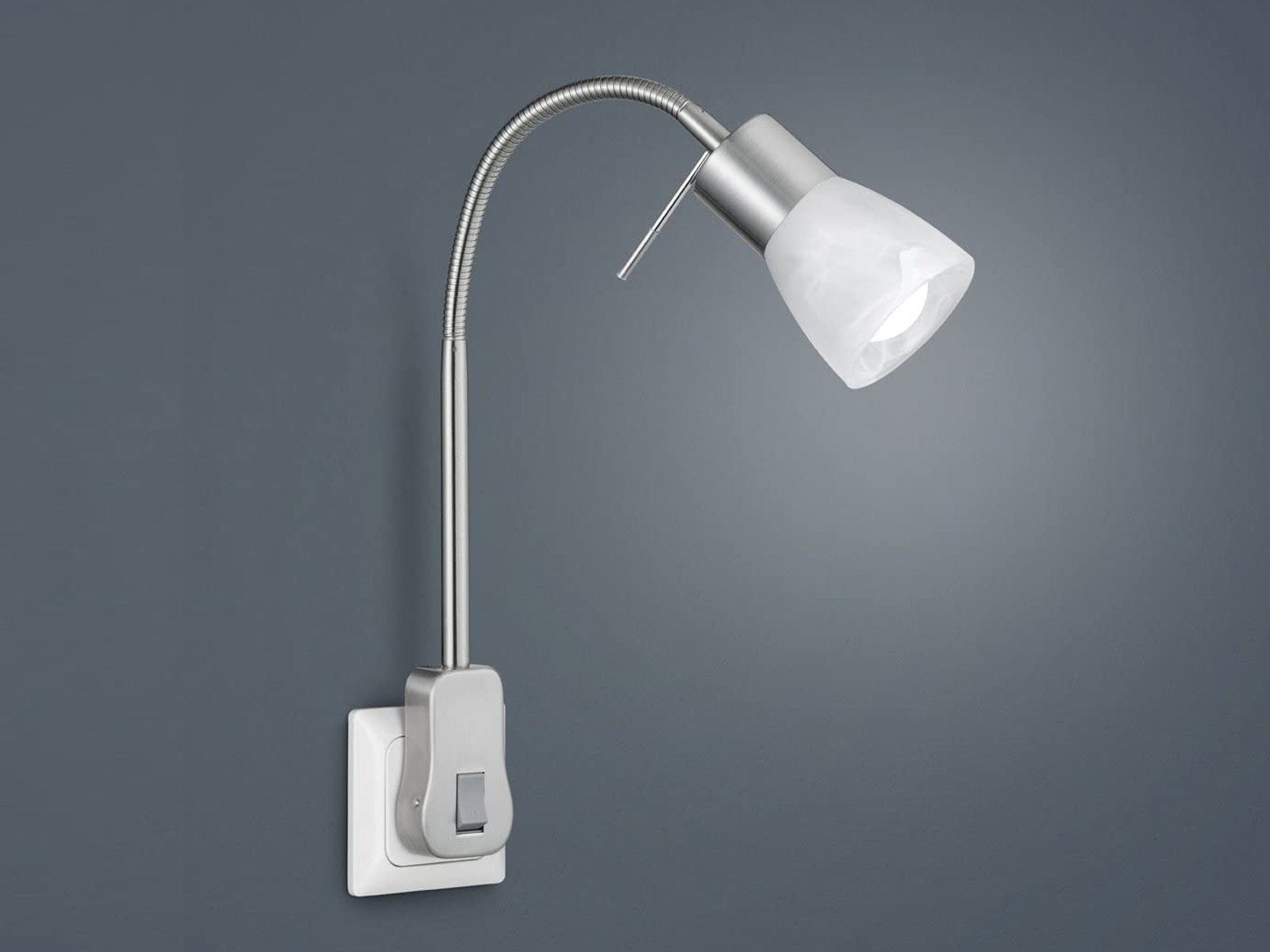 Leselampe, Stecker LED 2erSet H Nachttischlampe Bett 40cm Schalter meineWunschleuchte mit Wand-lampe wechselbar, und Warmweiß, LED Dimmfunktion,