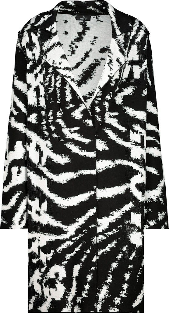 Monari Outdoorjacke Strickmantel mit Tigermuster schwarz günstig online kaufen