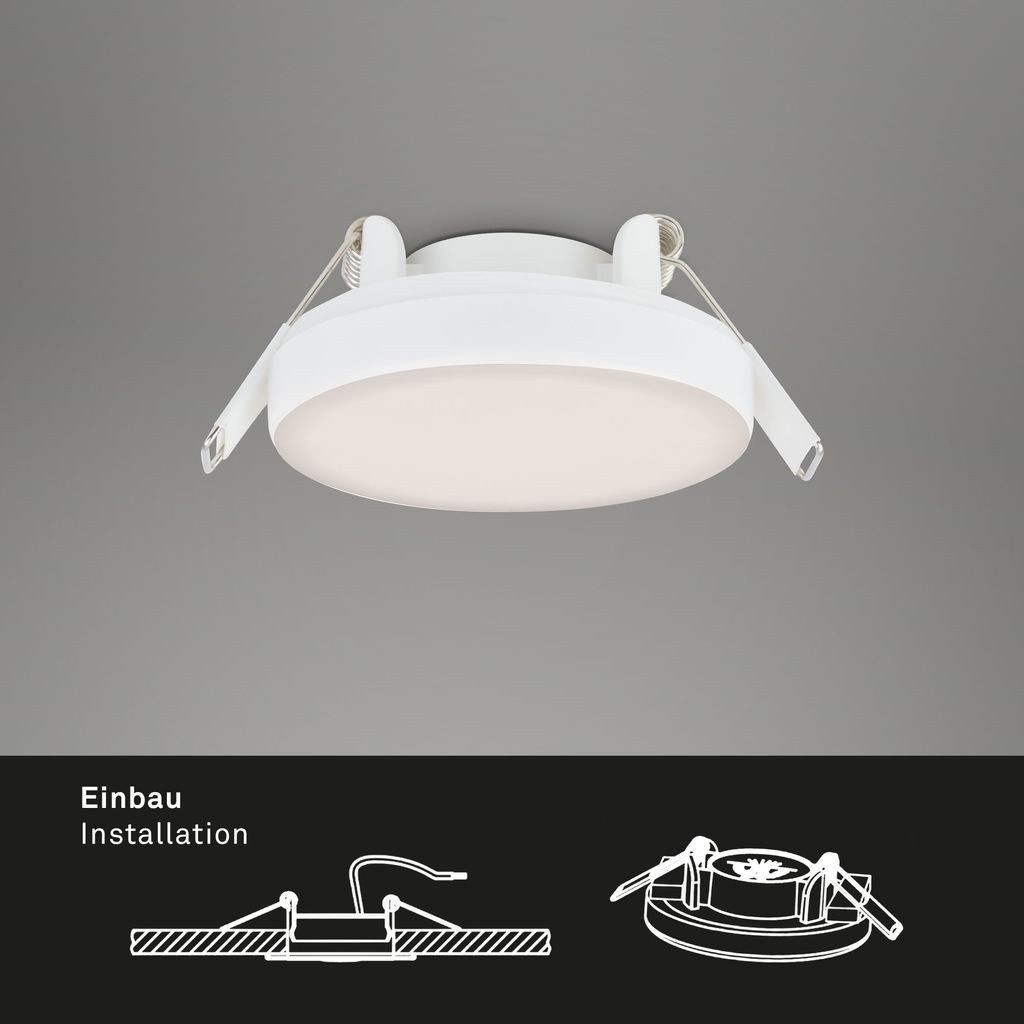 Briloner Leuchten LED Einbaustrahler 7061-436, LED fest integriert, 2700K - Extra-Warmweiß, Einbauleuchte rahmenlos für Bad 3er Set 3W 350lm 4000K IP44 Ø 7,5cm