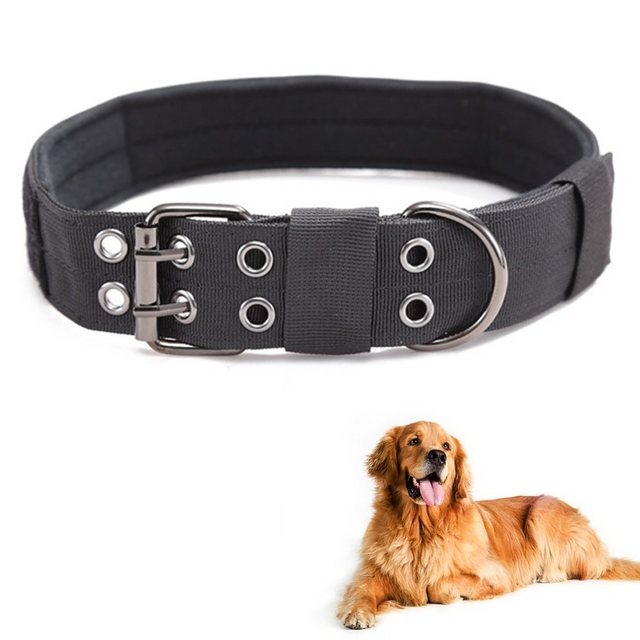 FeelGlad Hundehalsbandleuchte “Militärisches, verstellbares Hundehalsband mit Metall-D-Ring und Schnalle (Camo, L)”