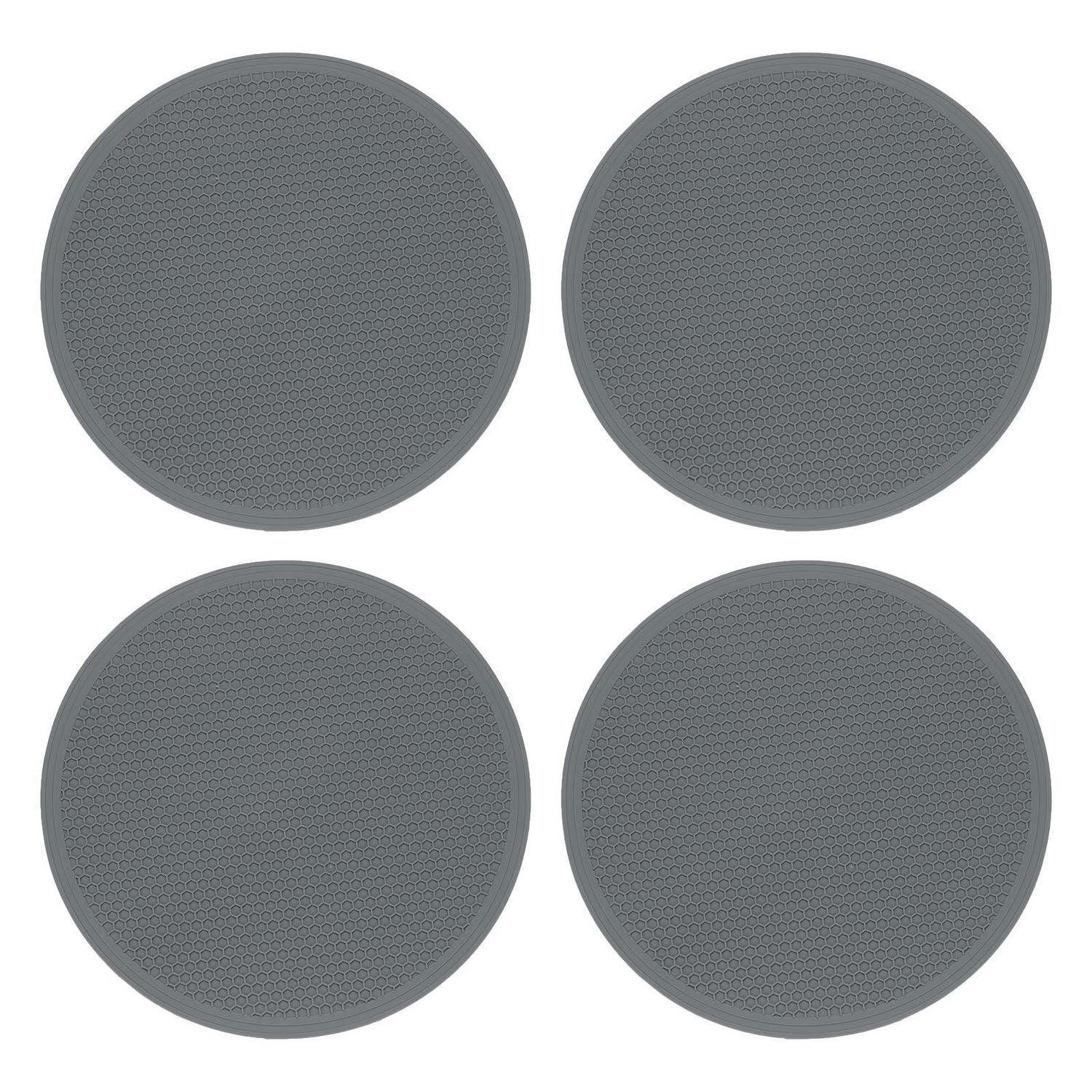 LuxusKollektion Topfuntersetzer Topfuntersetzer Silikon 25cm Rund 4er-Set Grau