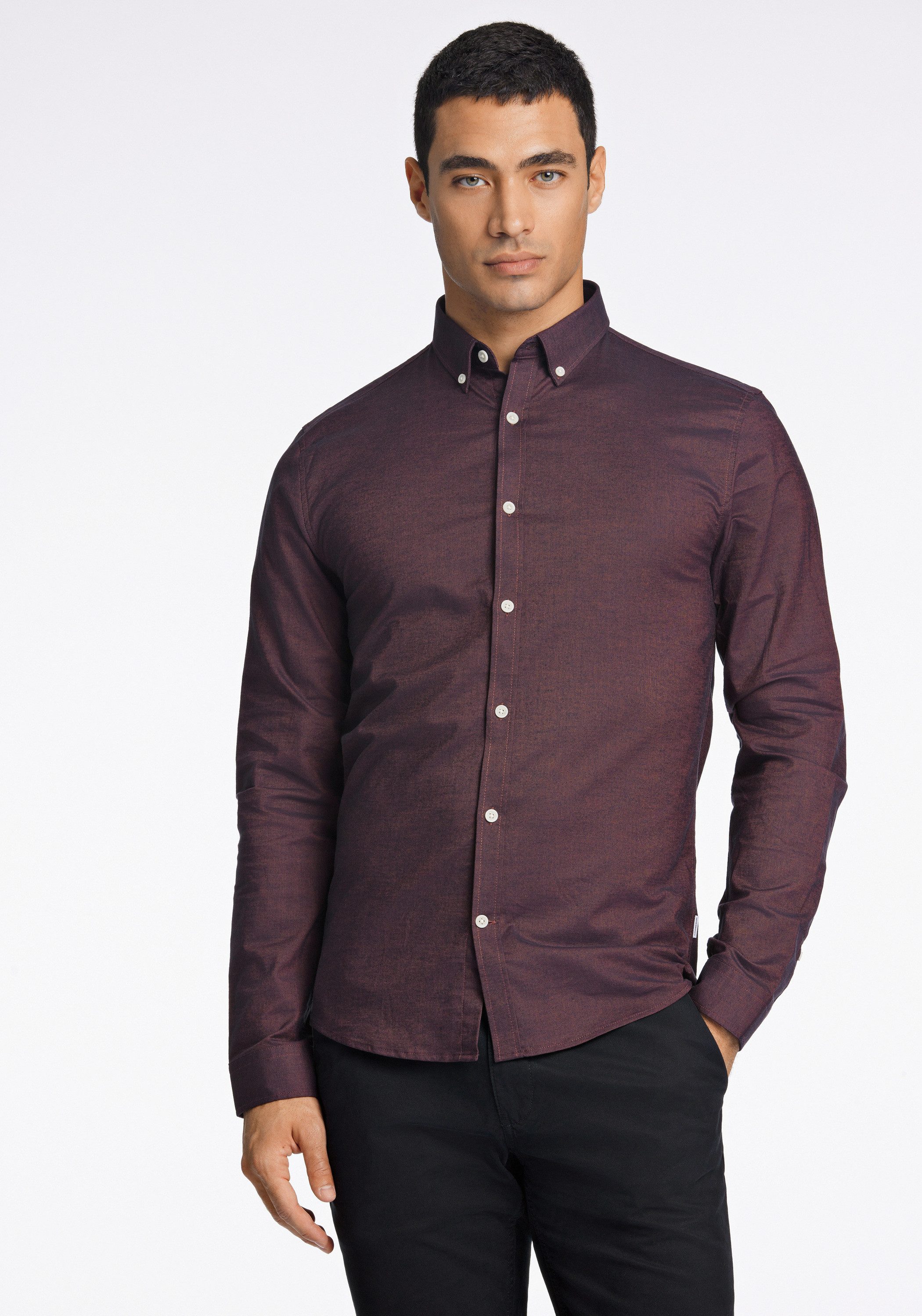 lindbergh Businesshemd Oxford-Hemd (Langarm) Relaxed Fit