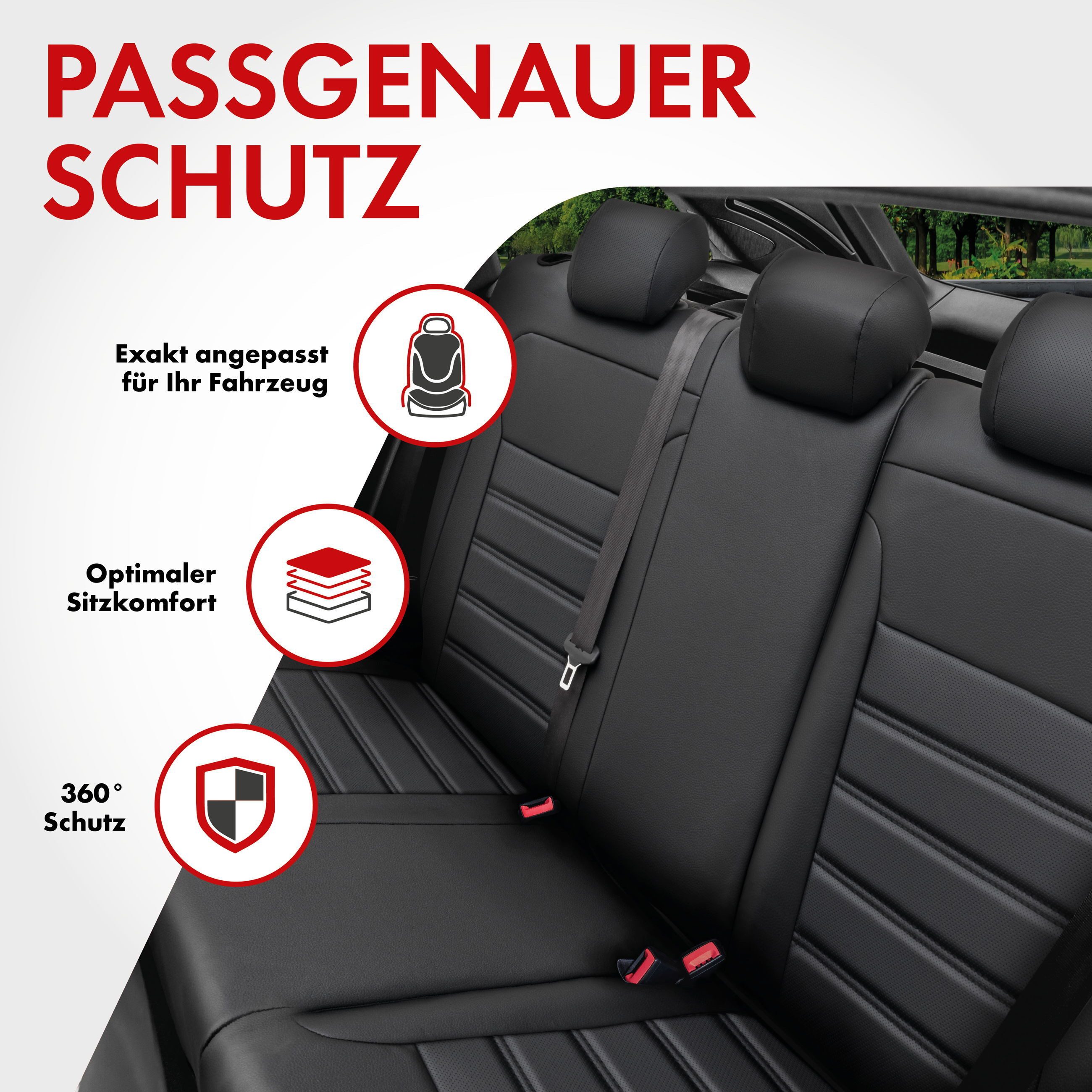 WALSER Autositzbezug Sitzbezug Passform PKW, 1 Rücksitzbezug, Kopfstützenbezüge, 1 Mittelarmlehnenbezug, Lehne ungeteilt, 6-tlg.