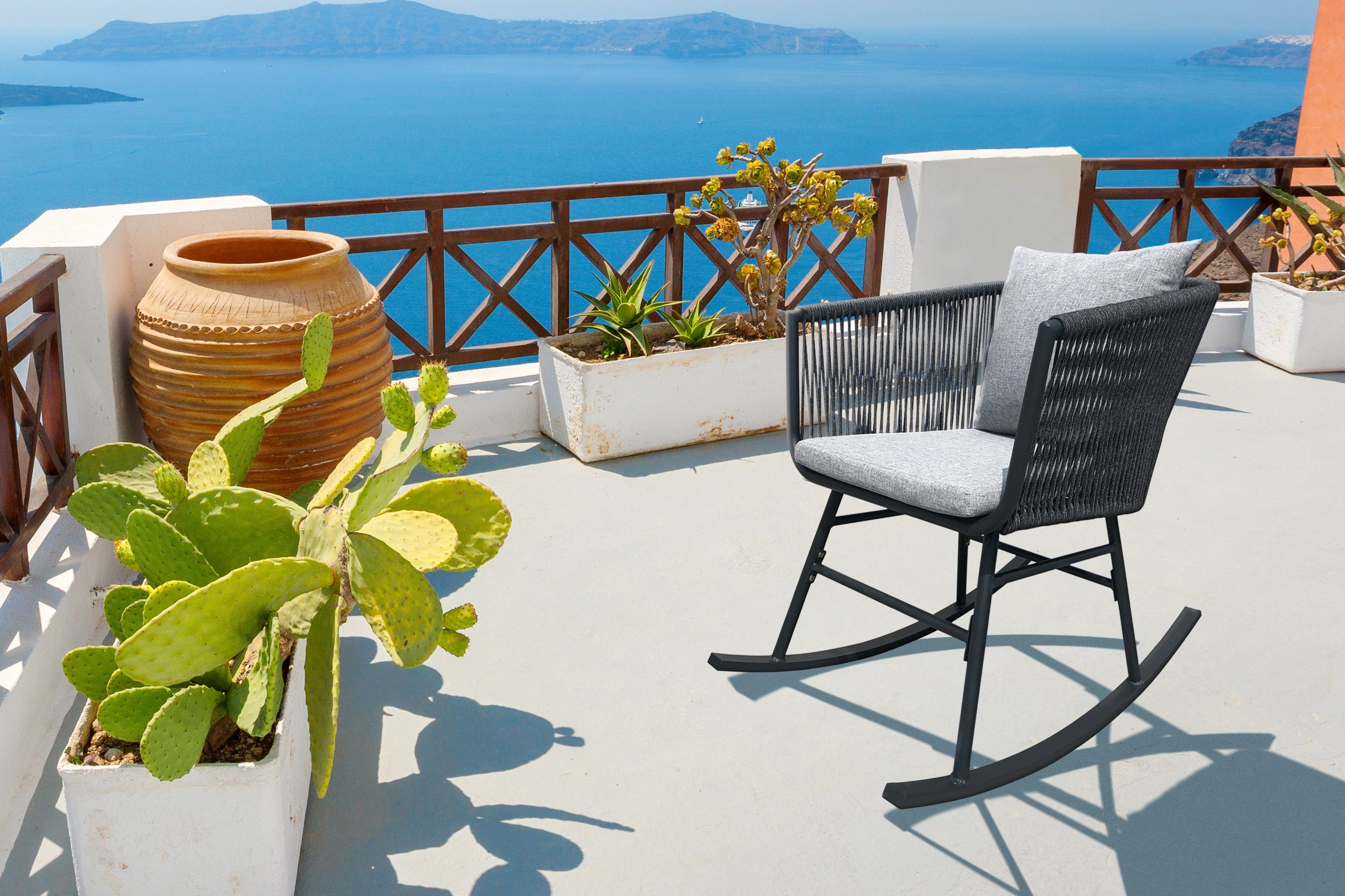 Happy Home Rattanstuhl Outdoor-Schaukelstuhl Garten Balkon günstig online kaufen
