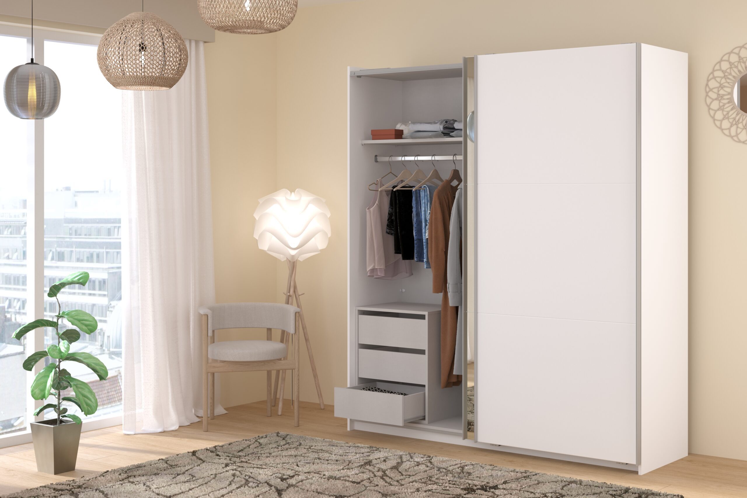 möbel-direkt.de Kleiderschrank Swing 14 in Weiß (Spar-Set, 1-St., Kleiderschrank) Hochwertige Verarbeitung