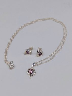 Collier-Set Schmuckset Halskette mit Herz-Anhänger und Ohrringe in Herzform