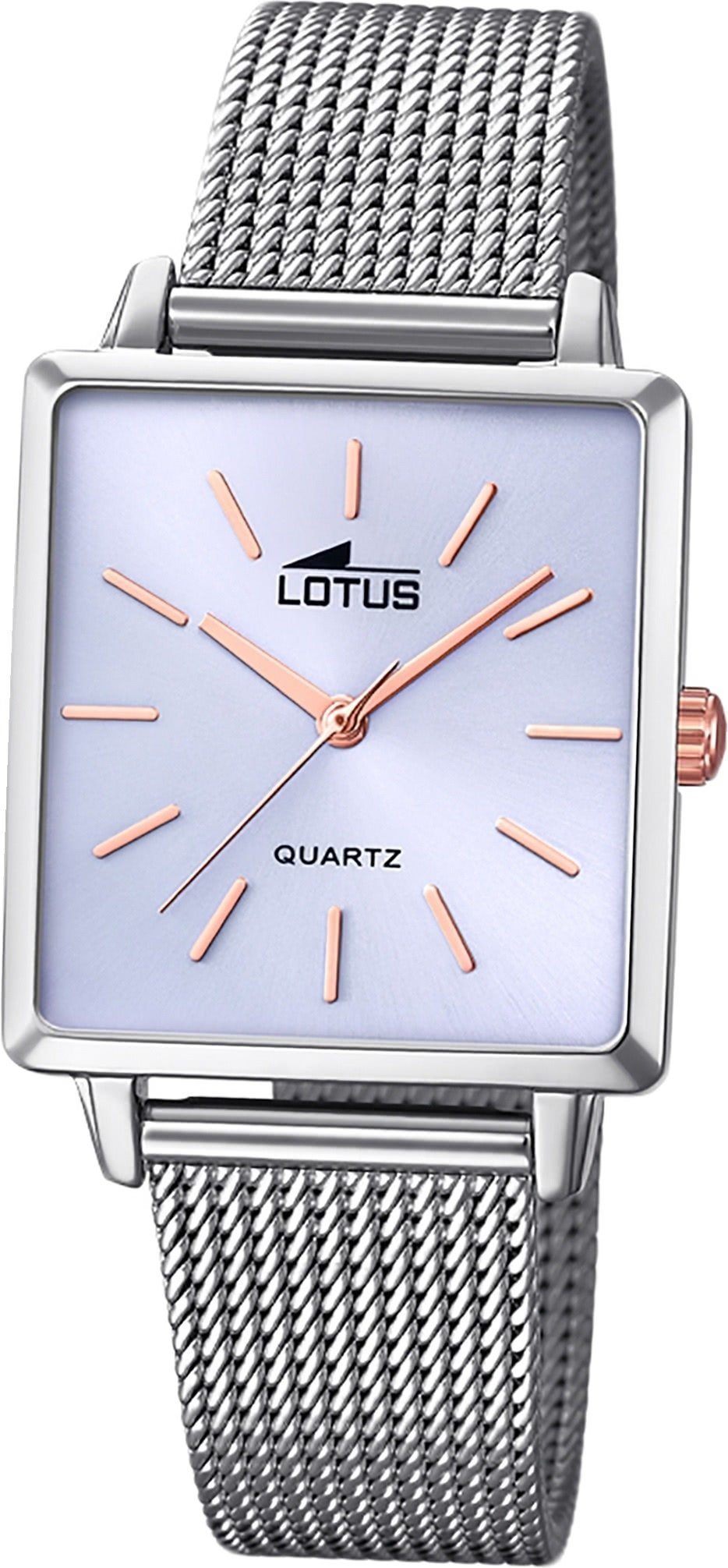 Lotus Quarzuhr LOTUS Edelstahl Damen Uhr 18718/3, Damenuhr mit Edelstahlarmband, eckiges Gehäuse, klein (ca. 27mm), Fash