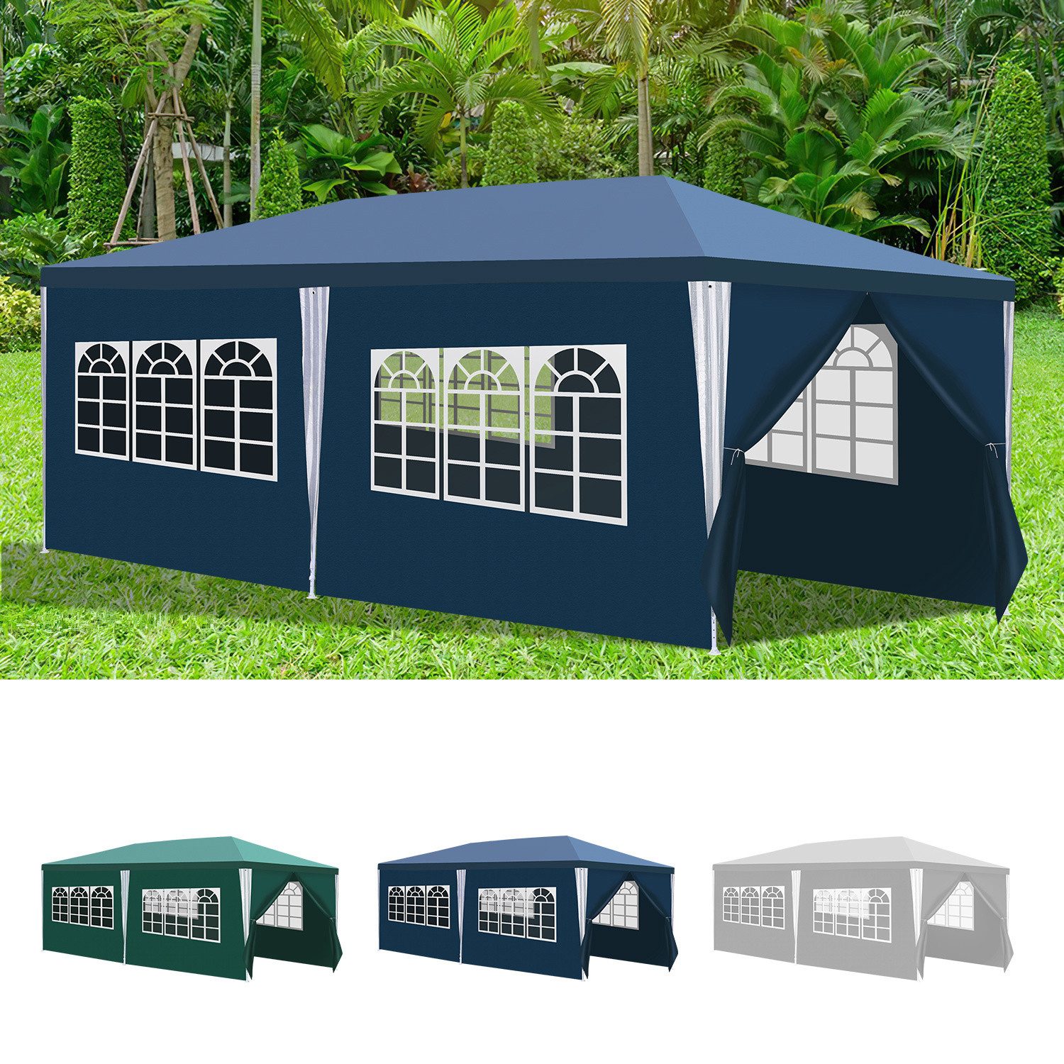 Clanmacy Pavillonseitenteil pavillon 3x6 m Gartenpavillon mit seitenteilen wasserdicht