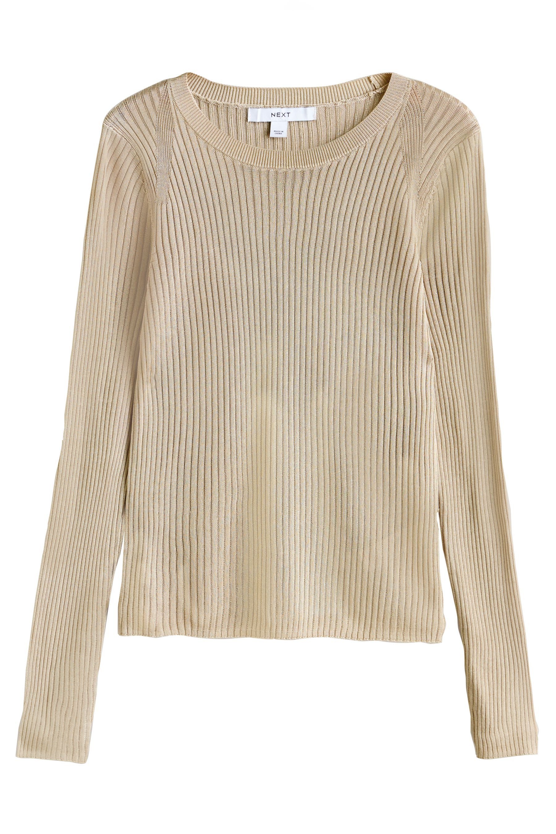 Next Strickpullover Langärmeliges, geripptes Strickoberteil mit Glanz (1-tl günstig online kaufen