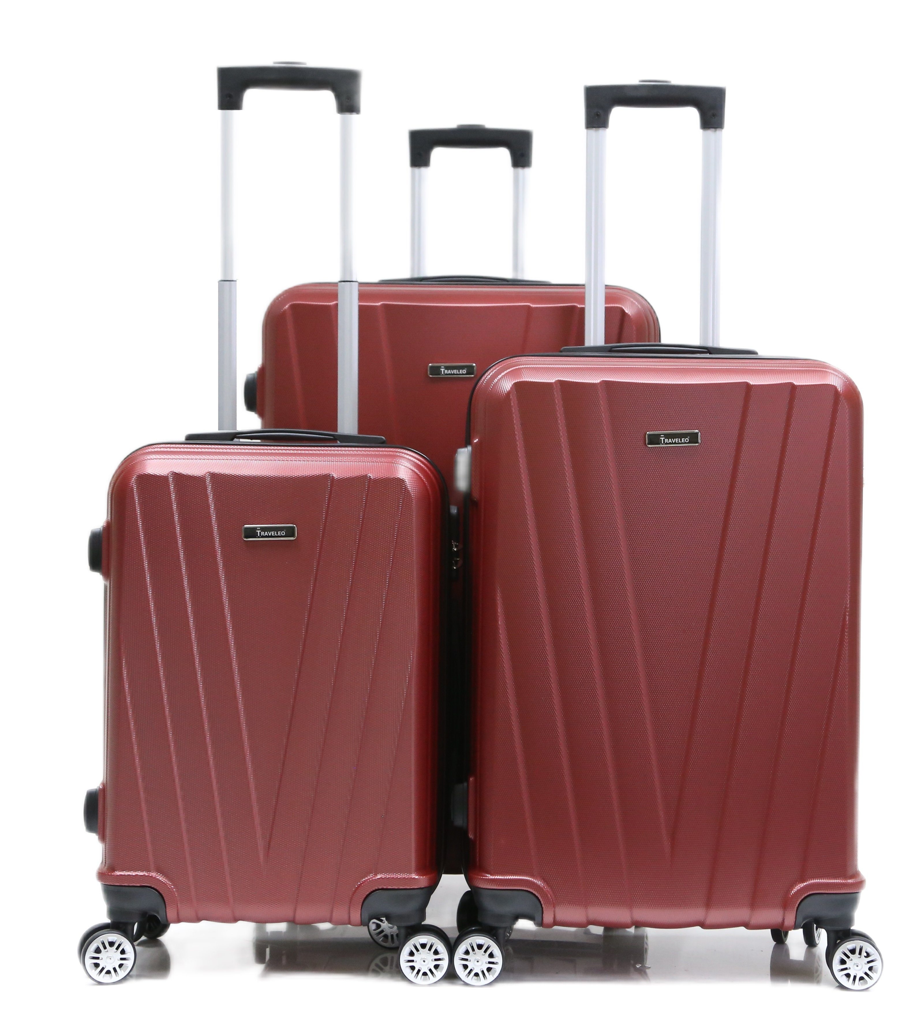 Cheffinger Koffer 3 tlg Hartschale Trolley Set Kofferset Handgepäck ABS-06 Rot | Koffer