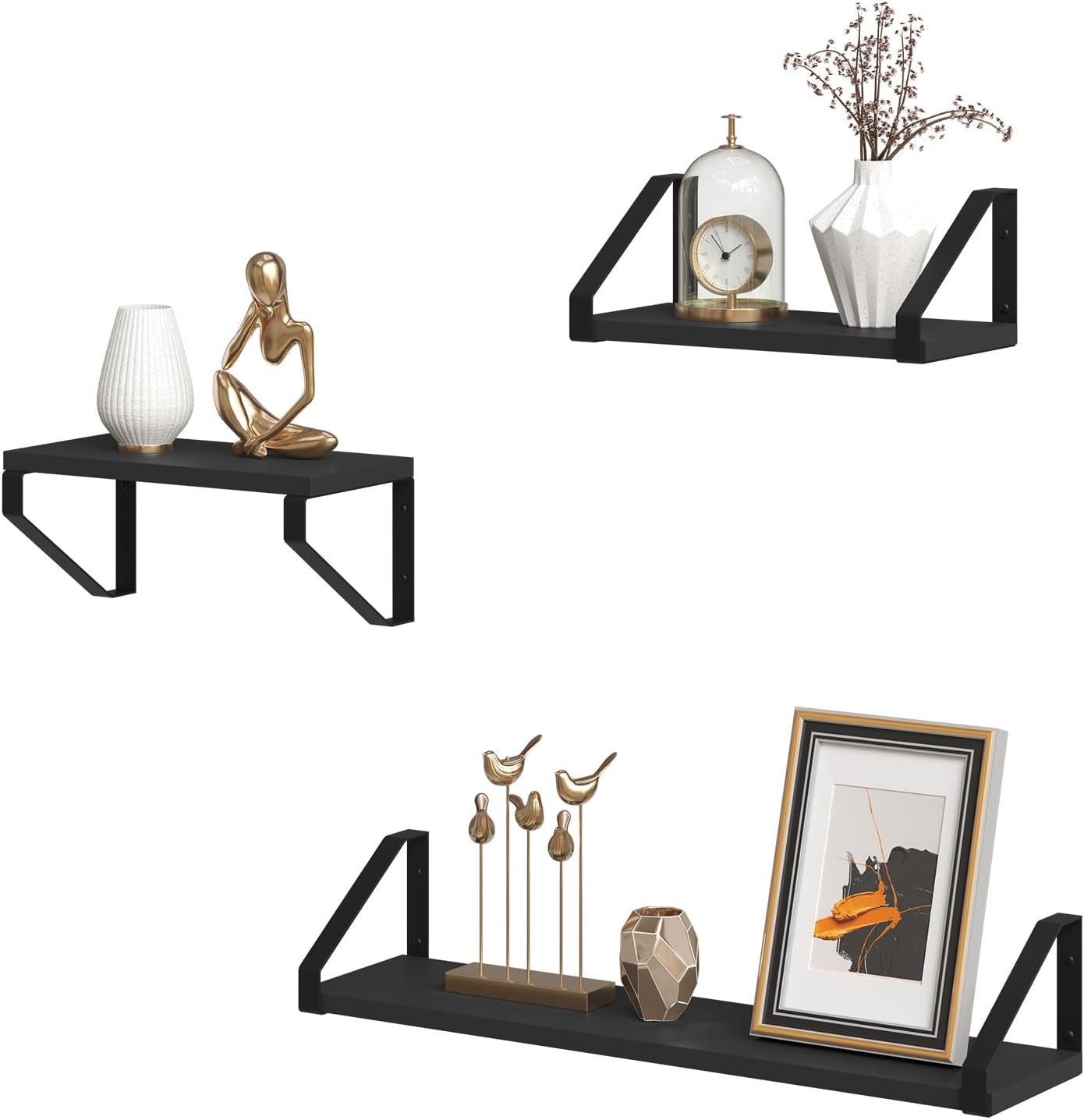 EUGAD Wandregal, Set 3-tlg., 3er Set Hängeregal, Schweberegal, Küchenregal günstig online kaufen