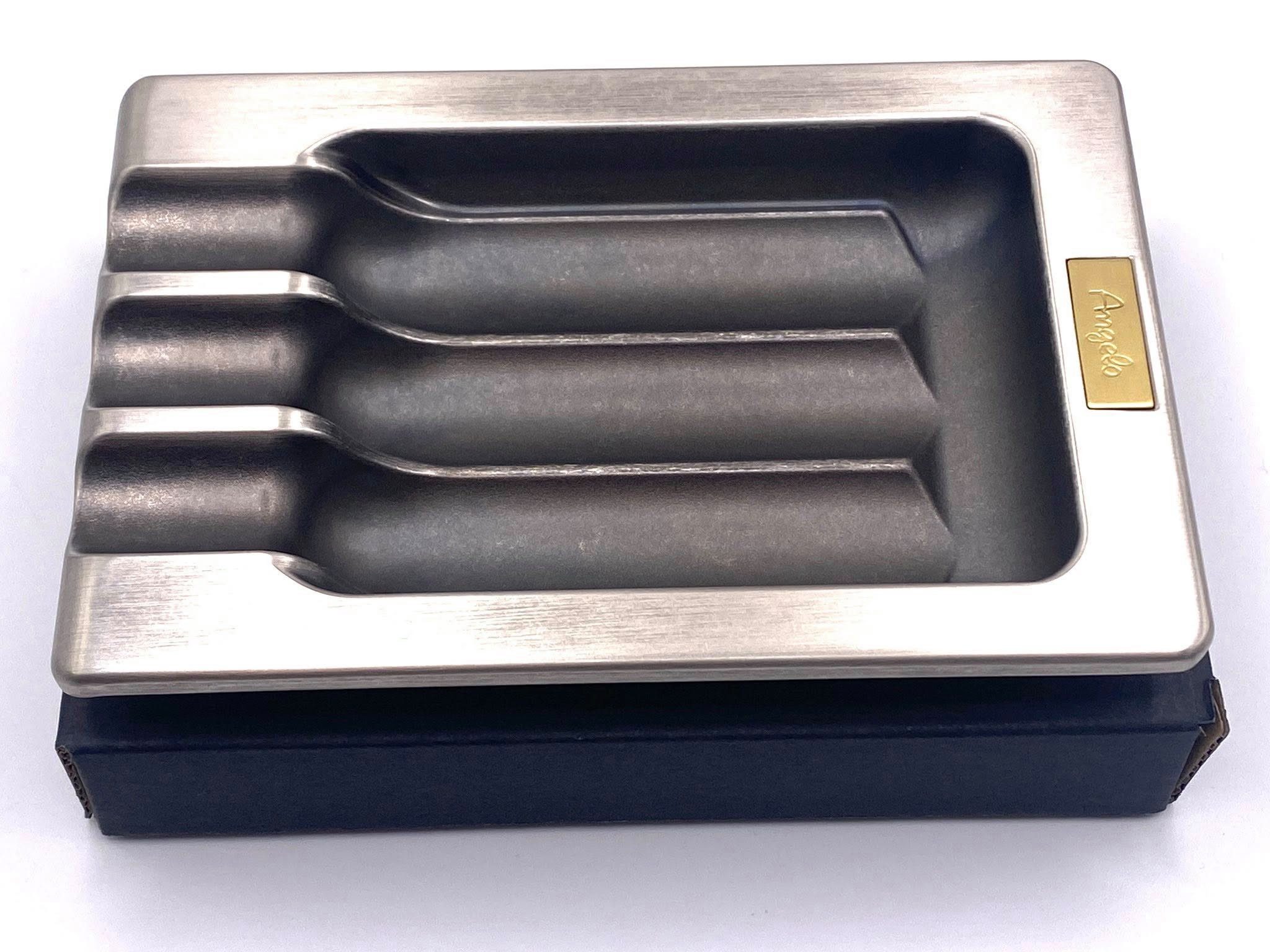 meytrade Пепельницы Zigarrenascher vintage antik aus Metall gebürstet mit 3 Ablagen, 3 Ablagen