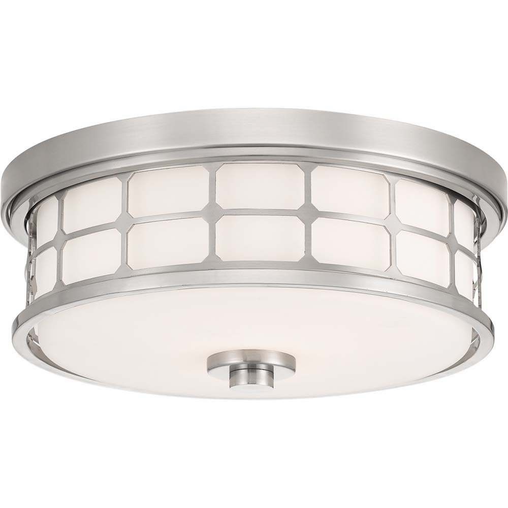 Elstead LIGHTING Deckenleuchte, Leuchtmittel nicht inklusive, Deckenleuchte Lampe Wohnzimmerleuchte Metall Glas Nickel BxL 34,5x34,5
