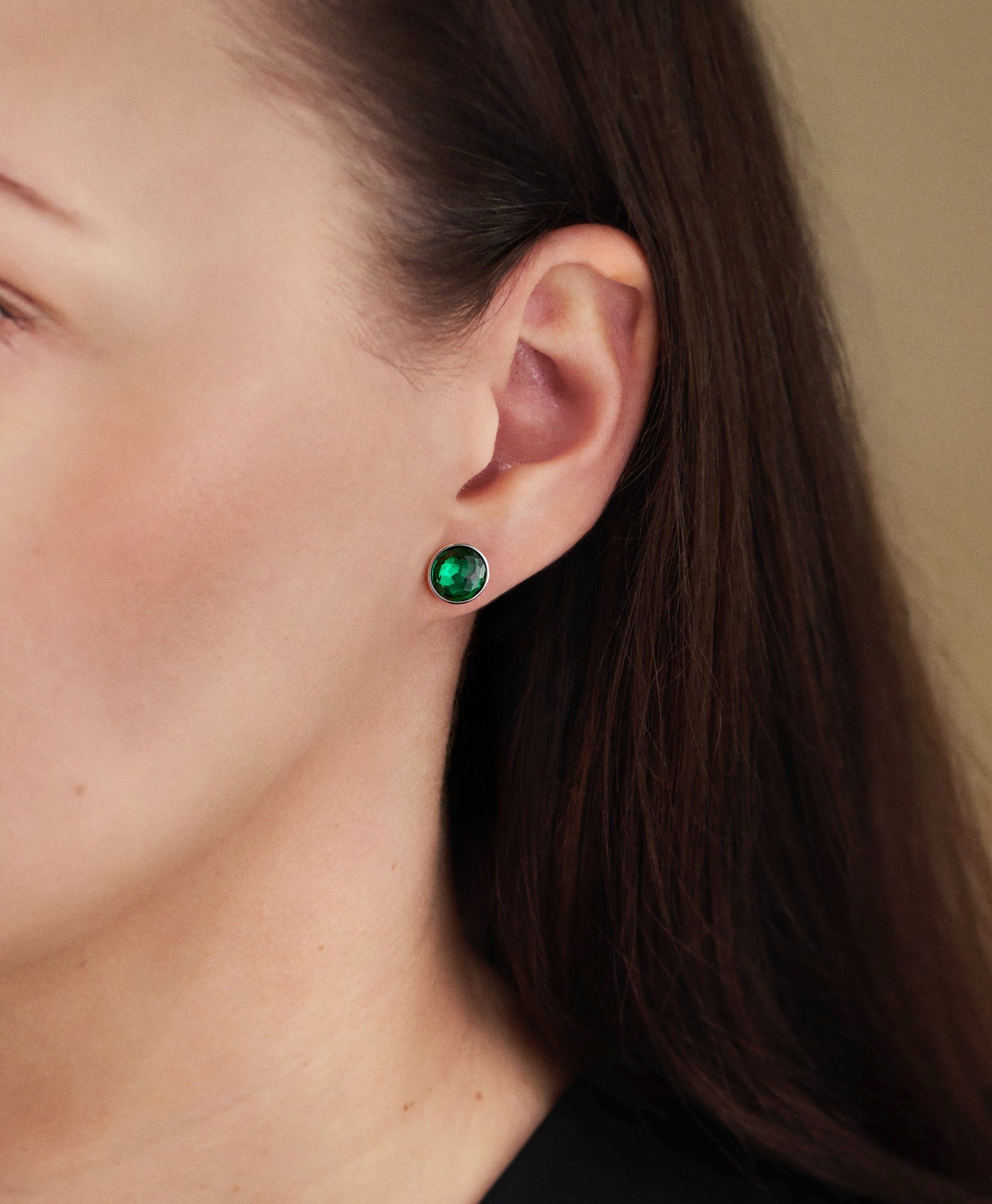 Schöner-SD Paar Ohrstecker Silberohrringe Stecker mit Kristall rund 8mm Ohrringe 925 Silber, mit Markenkristall