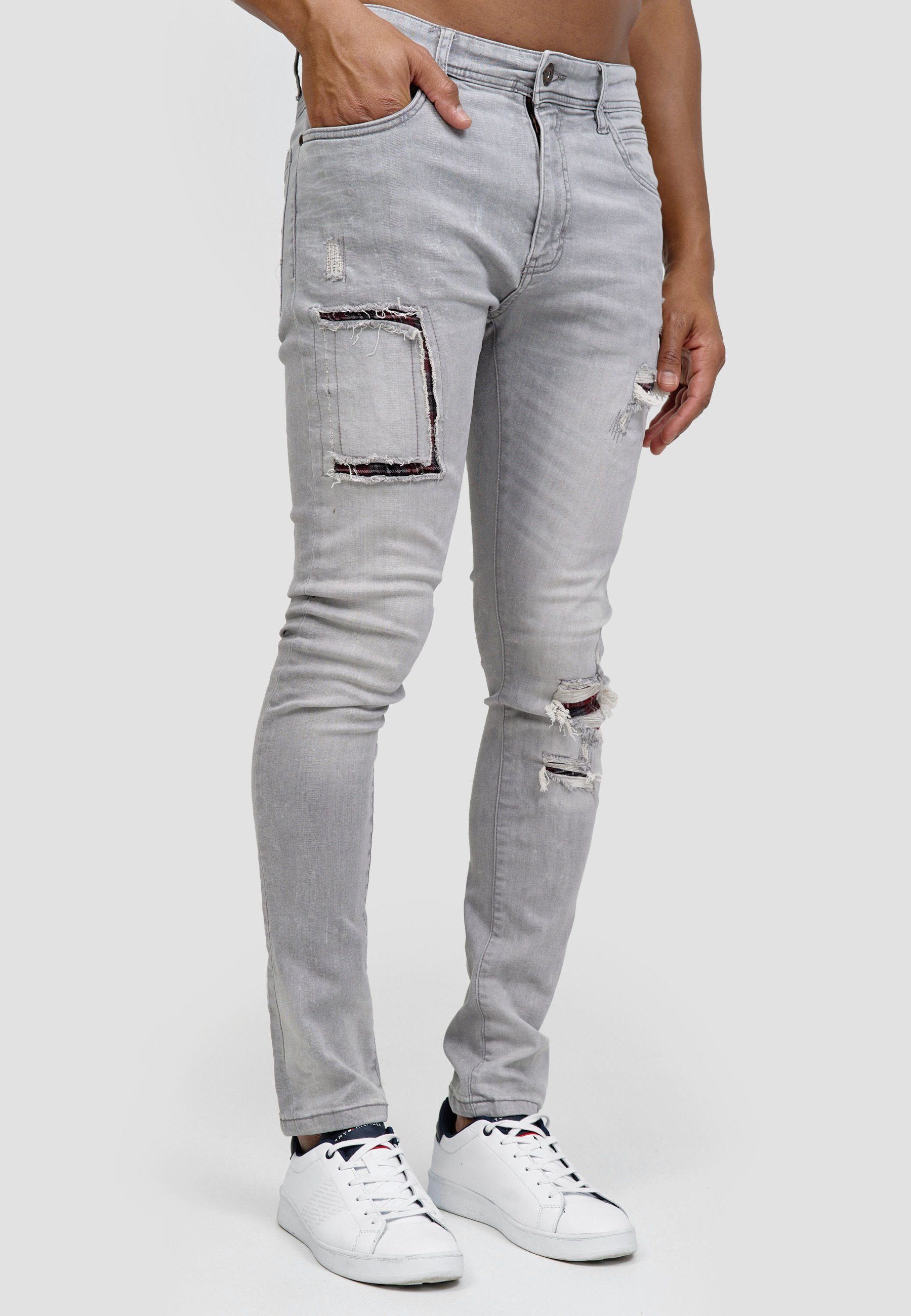 Indicode Grey Compton Slim-fit-Jeans Vintage