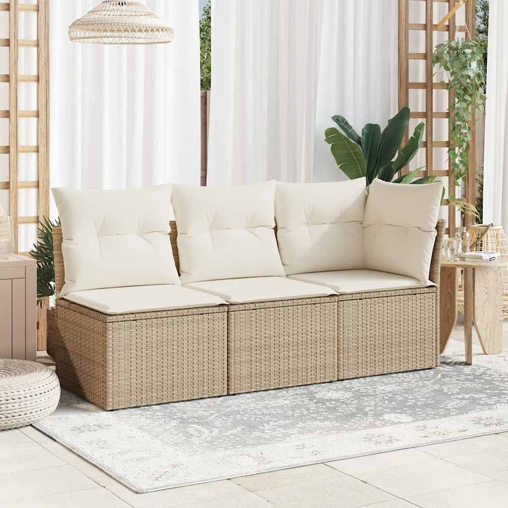 vidaXL Loungesofa Garten-Ecksofa mit Kissen Beige Poly Rattan, 1 Teile günstig online kaufen