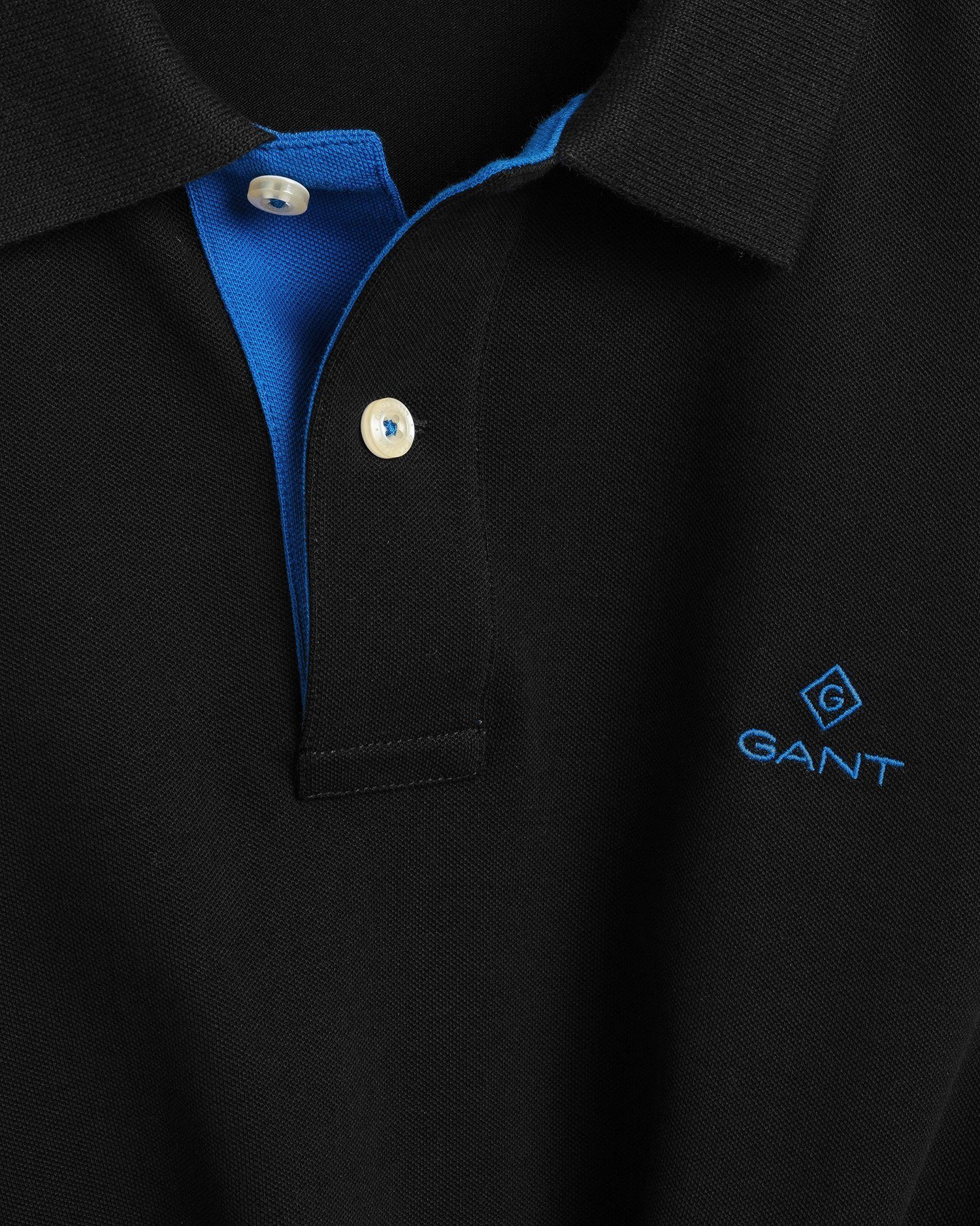 Rugger Gant Poloshirt Poloshirt Schwarz kontrastfarbener mit Piqué Shirt