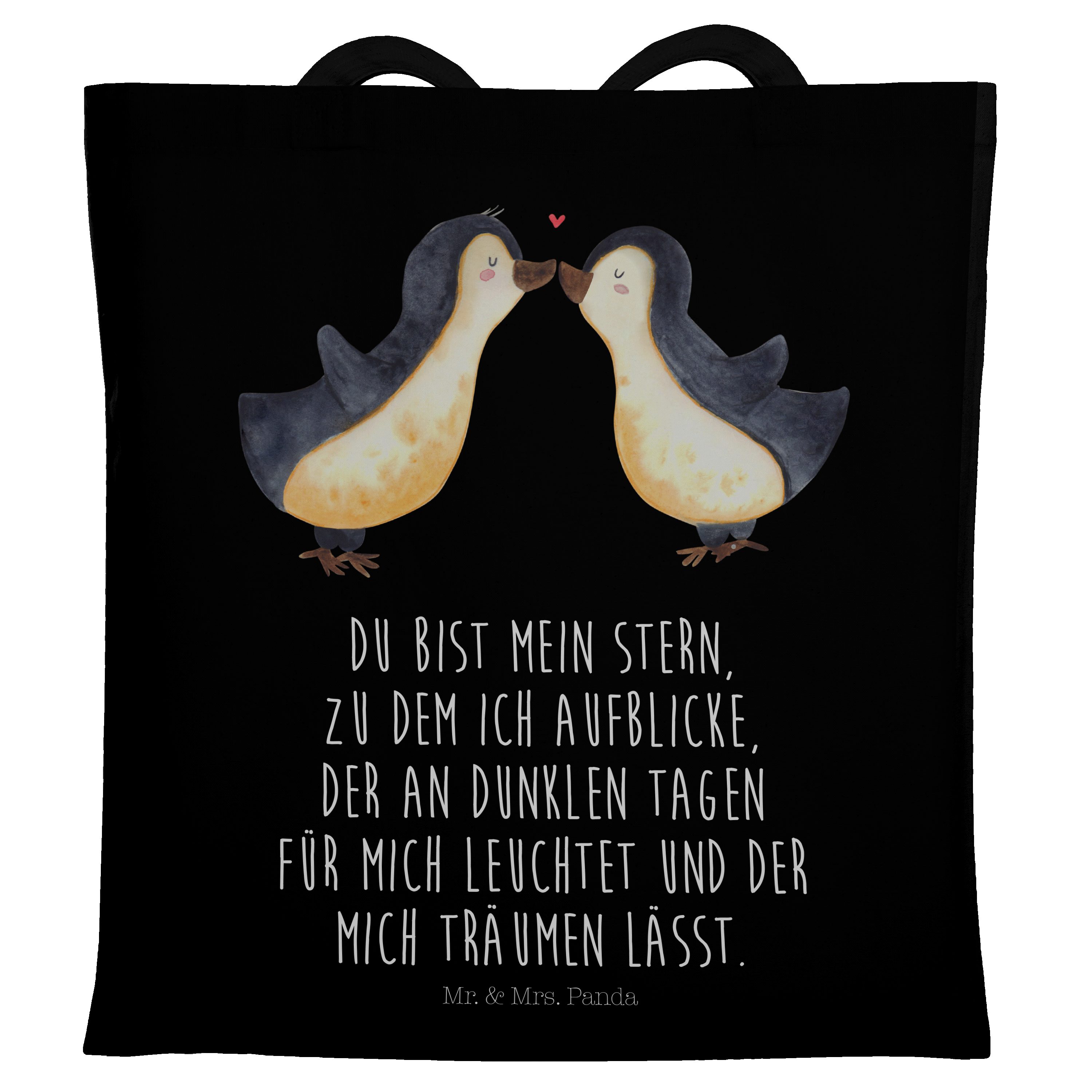 Geschenk, & Tragetasche Liebesgeschenk, - Liebe - (1-tlg) Mr. Mrs. Jutebeutel, Schwarz Panda glück Pinguin