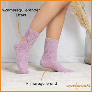 sockenkauf24 Kuschelsocken 6 oder 12 Paar Damen Socken mit ABS Anti Rutsch Sohle (6-Paar, Größe 35-42) - 37417 WP