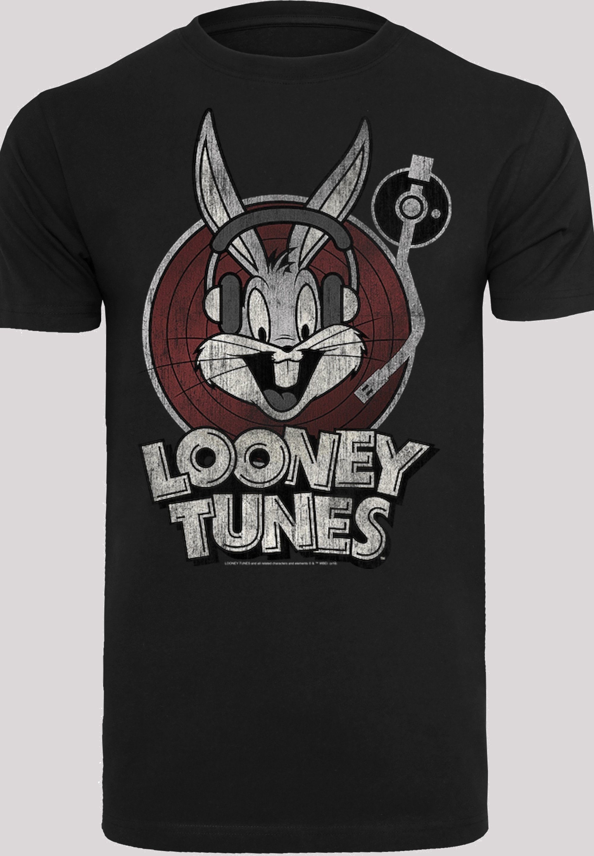 F4NT4STIC Tunes black Kurzarmshirt T-Shirt with Herren Neck Round Bunny Bugs (1-tlg) Looney