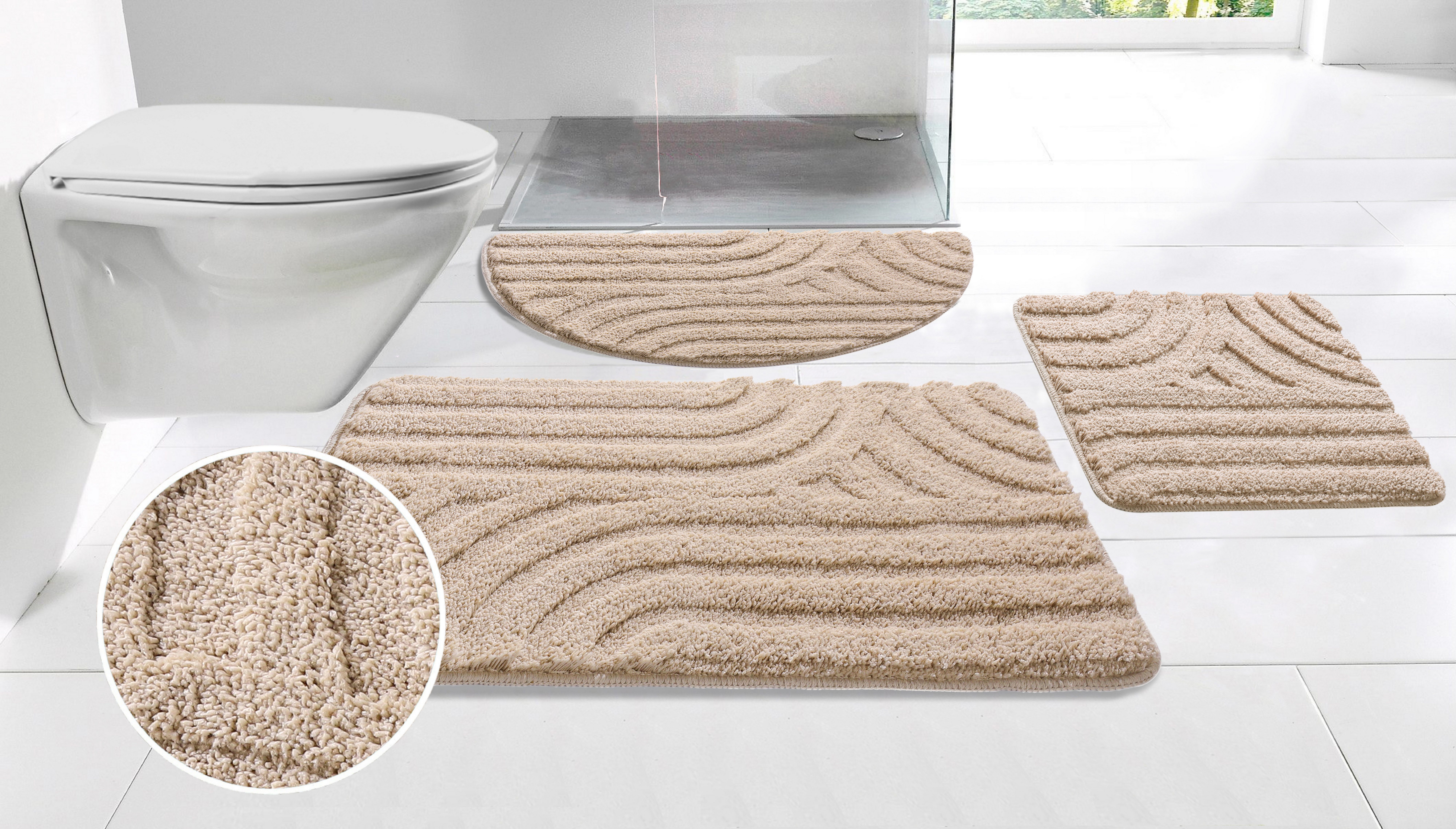 my home Badematte Sanremo Scandi, Badvorleger, Badezimmer Teppich, Duschvor günstig online kaufen