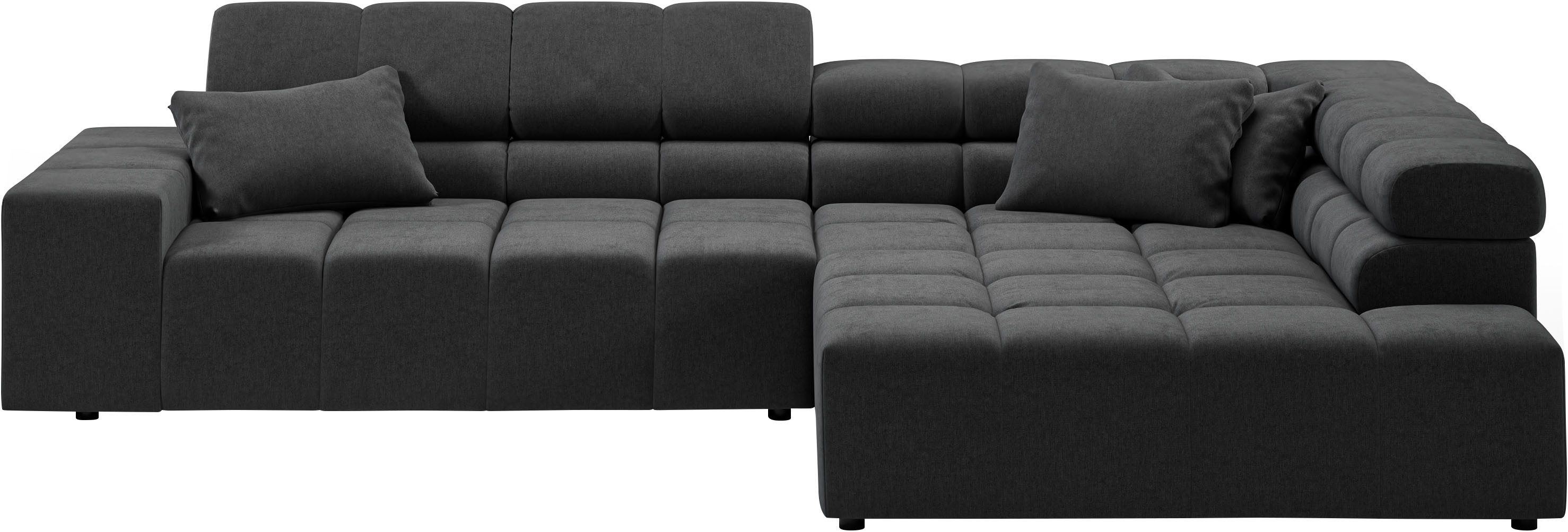 Home affaire Ecksofa Ancona incl. Kopfteilverstellung, Breite 319cm, L-Form, wahlweise motorische Sitztiefenverstellung, auch in Cord + Easy Care