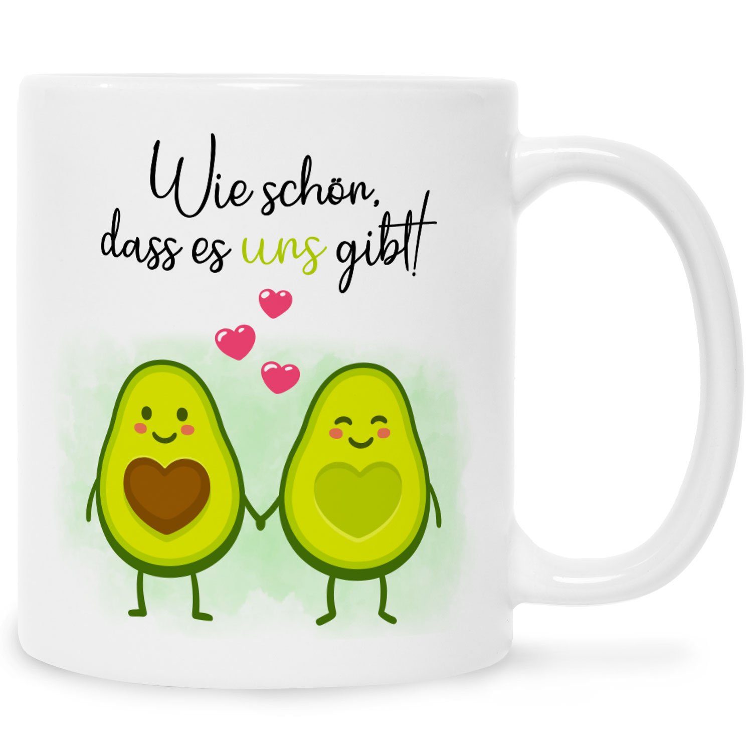 Geschenk Herzliche Tasse mit - Love, Liebesbeweis Bedruckte für Geschenke Tasse Avocado Partner Weiß GRAVURZEILE Keramik, Spruch - Liebling