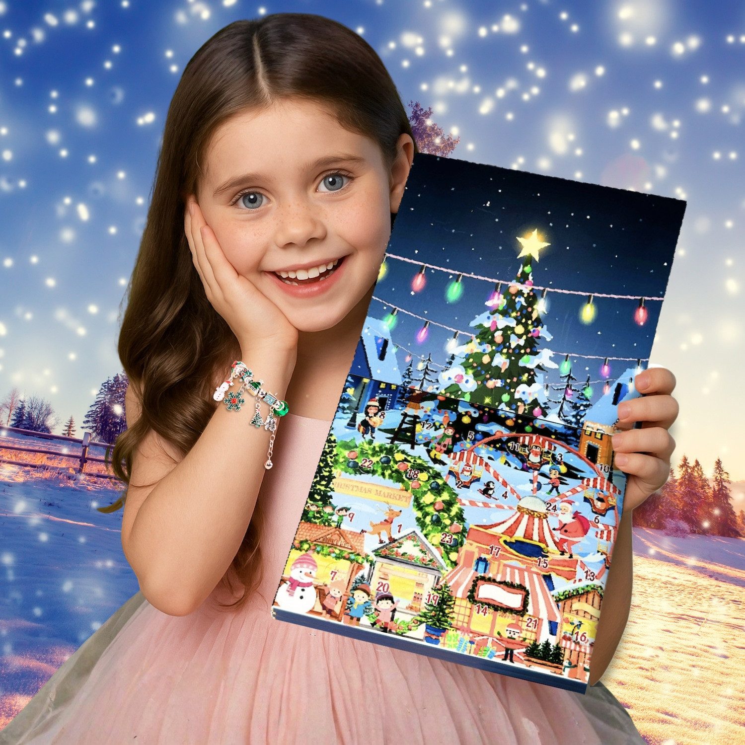 Lucadeau DIY-Adventskalender 2026 Schmuck Adventskalender Kinder - Weihnachtskalender für Mädchen (Geschenkset), Armband Schmuck Weihnachtsgeschenk Mädchen Frauen
