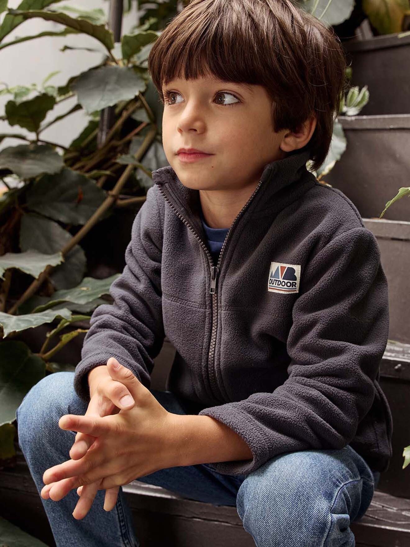 vertbaudet Fleecepullover Jungen Fleecejacke mit Recycling-Polyester