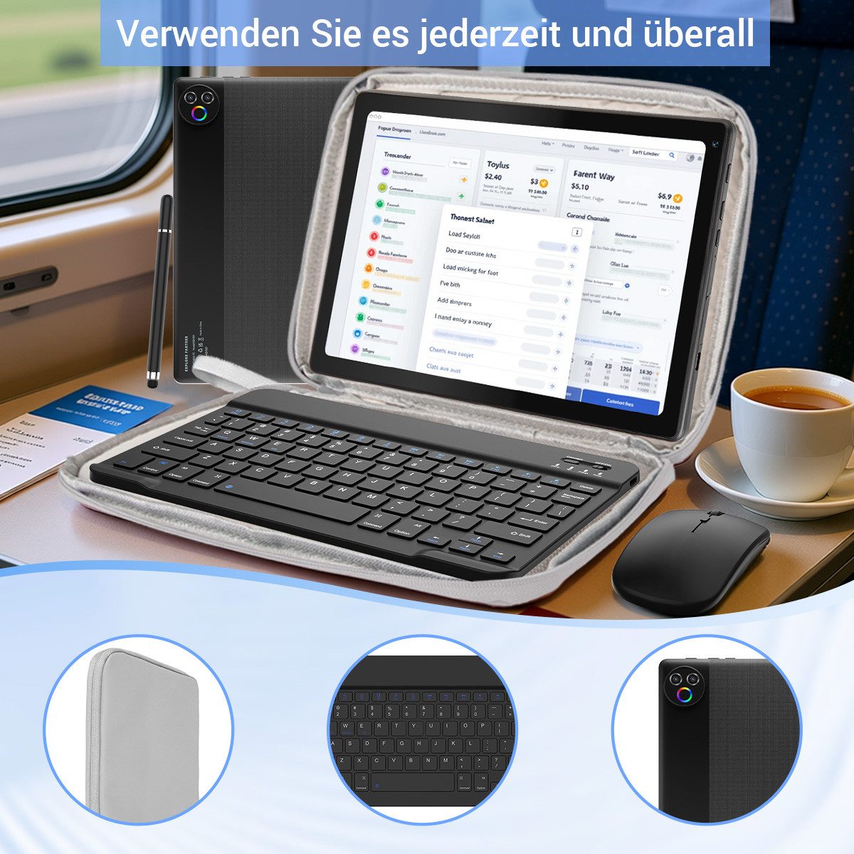 BUFO 10 Zoll 64 GB 1280x800 IPS Maus Tastatur Handschrift Stift Set Tablet (10", 64 GB, Android, WiFi, Dual-Kamera)