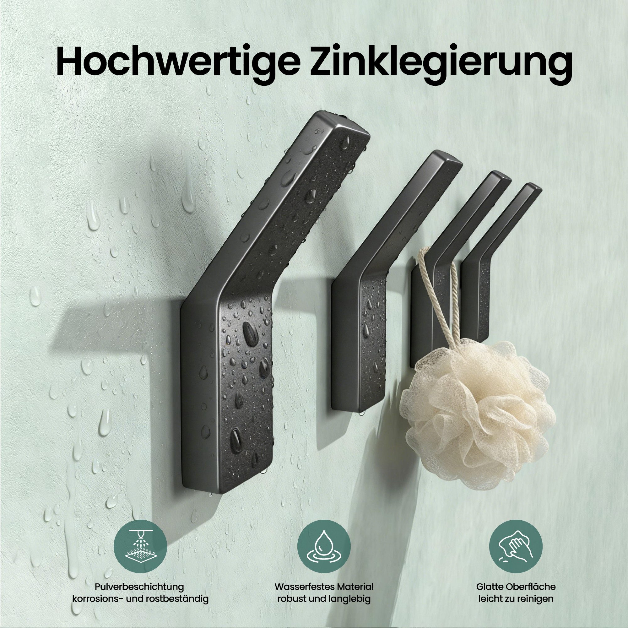 Mai & Mai Wandgarderobe Kleiderhaken Garderobenhaken 4 Stück BxTxH: 24x9x75cm Stalo-13, aus hochwertiger Zinklegierung, Minimalistische Design