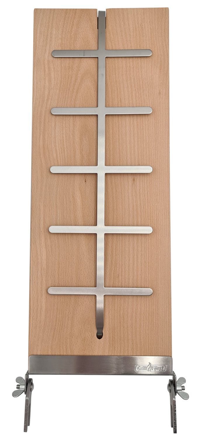 Räucherbrett Grillfürst Flammlachsbrett Buche 19 x 50 cm Klemm-Variante