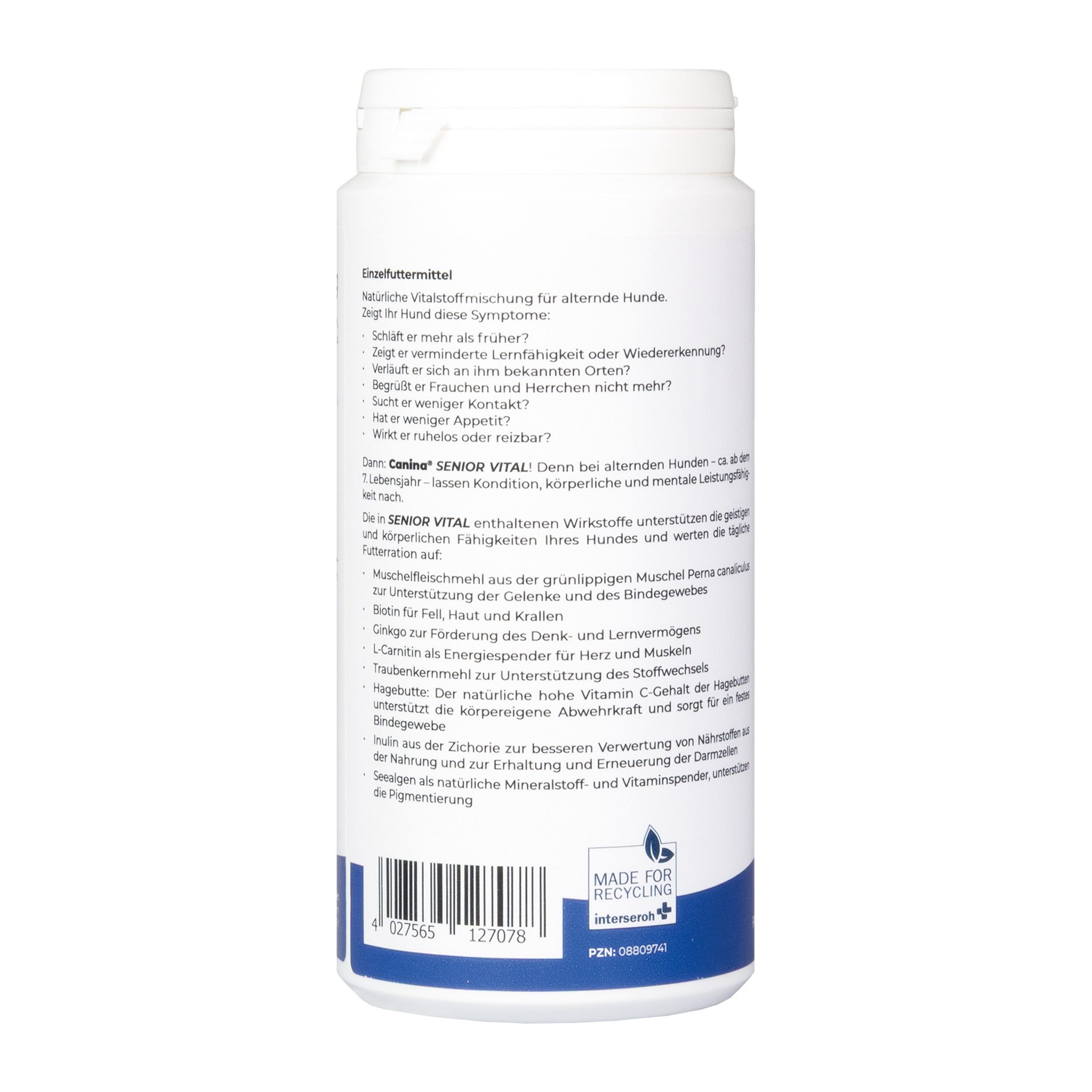 Canina Canina® Senior Vital, 250g - Vitalstoffmischung für alternde Hunde, Nahrungsergänzungsmittel für: Hunde, Muschelfleischmehl zur Unterstützung der Gelenke und des Bindegewebes
