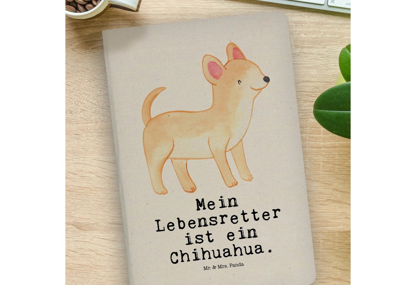 Thumbnail - Mr. & Mrs. Panda Notizbuch Chihuahua Lebensretter - Transparent - Geschenk, Baumwoll Notizbuch, Mr. & Mrs. Panda, Kreati...