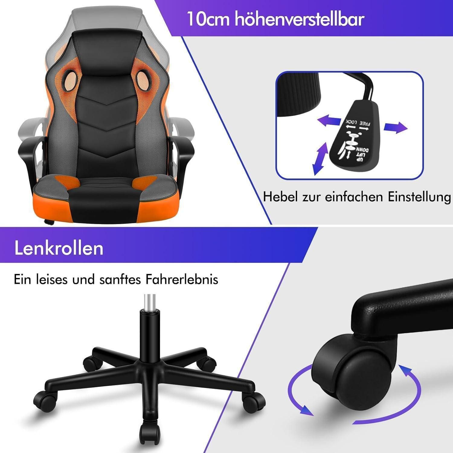 LuxusKollektion Gaming-Stuhl Schreibtischstuhl Gaming Ergonomisch Mega Orange Mega Serie