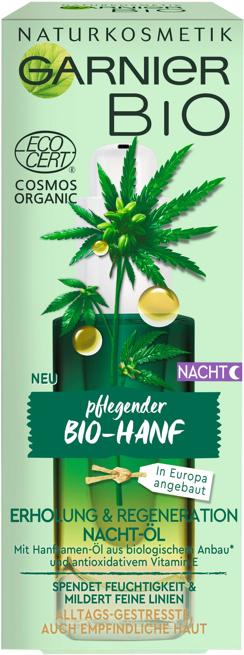Regeneration Bio-Hanf Nacht-Öl, GARNIER Gesichtsöl & Naturkosmetik Erholung