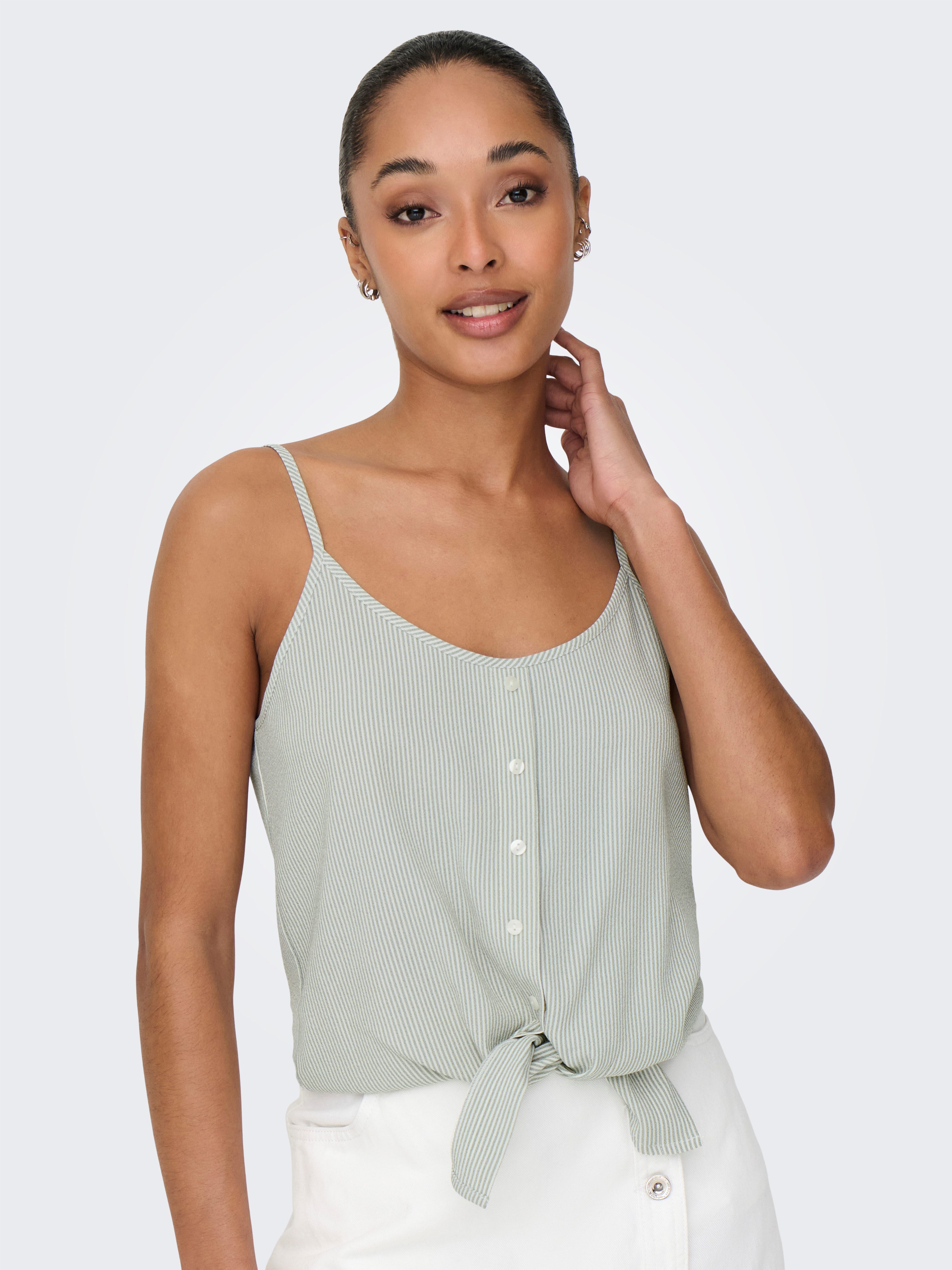 ONLY Trägertop ONLLECEY SL KNOT SINGLET NOOS WVN Materialmix, regular fit