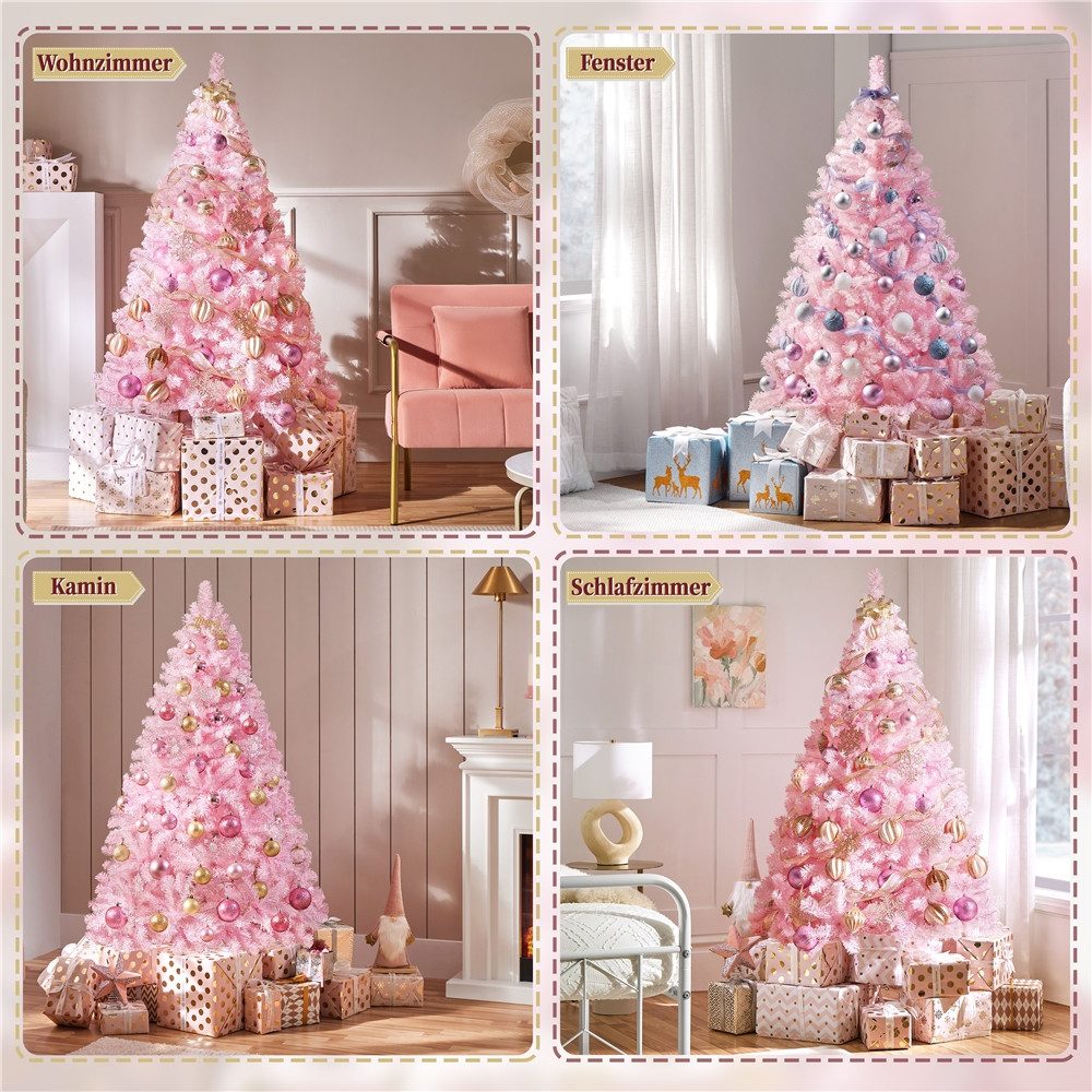 Yaheetech Künstlicher Weihnachtsbaum 61-183 cm (H), Tannenbaum, 183cm Künstlicher Christbaum mit 598 Spitzen & Faltbarem Metallständer