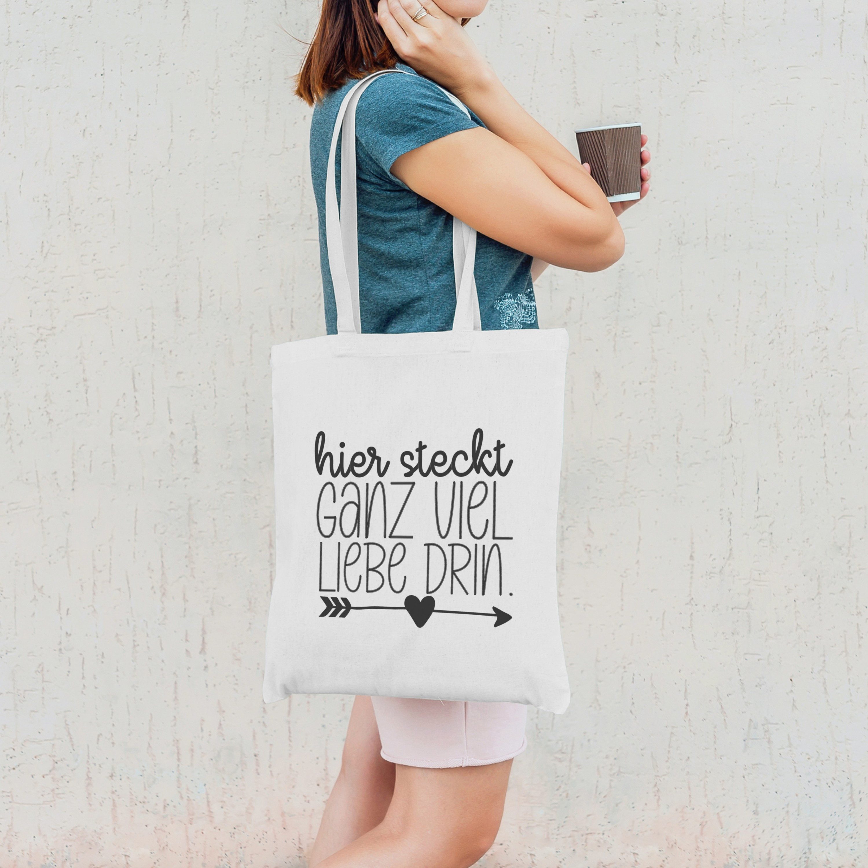 PhotoFancy Tragetasche mit Spruch 'Ganz viel Liebe' - Stoffbeutel, mit lustigem Spruch