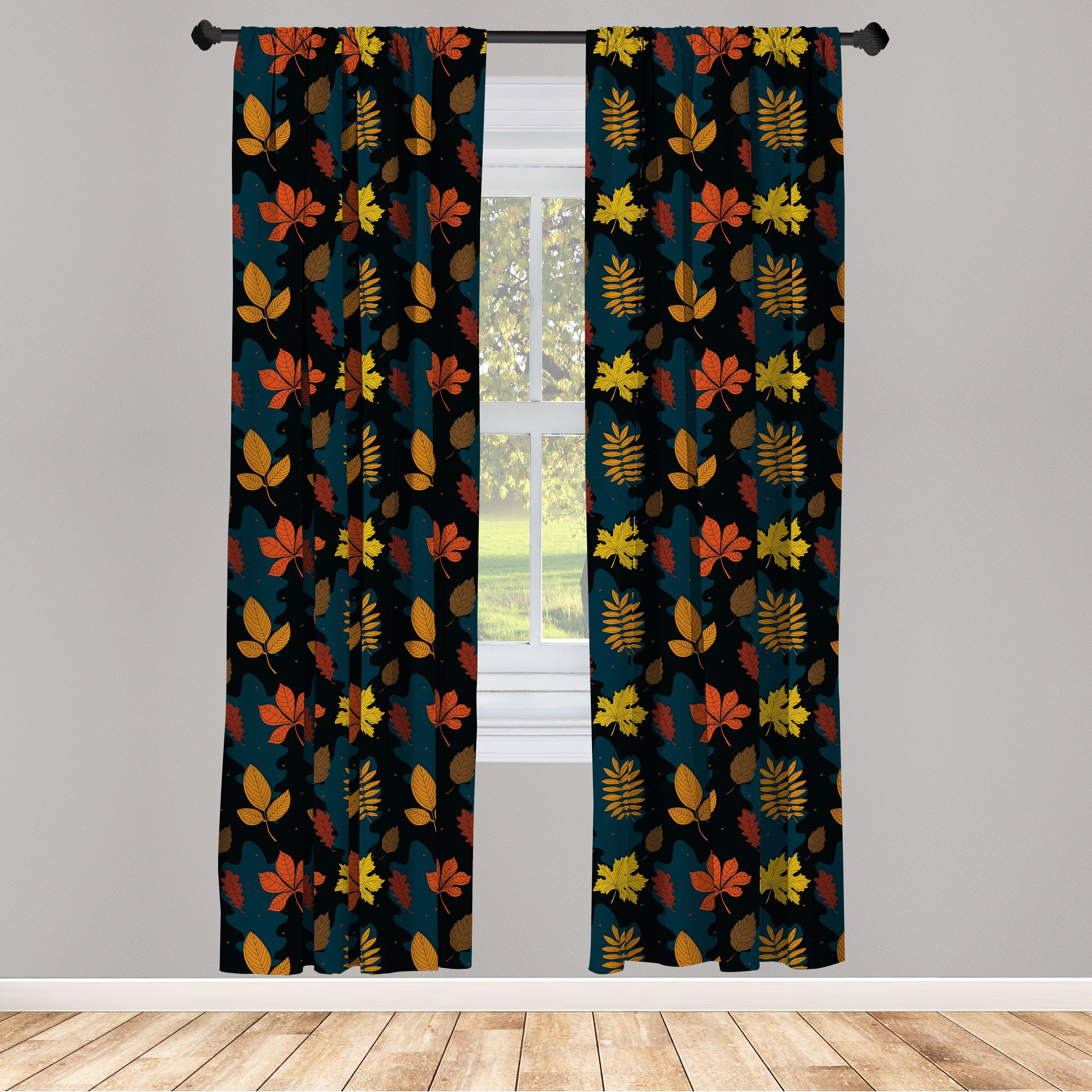 Gardine Vorhang für Wohnzimmer Schlafzimmer Dekor, Abakuhaus, Microfaser, Botanischer Erdton Herbstsaison