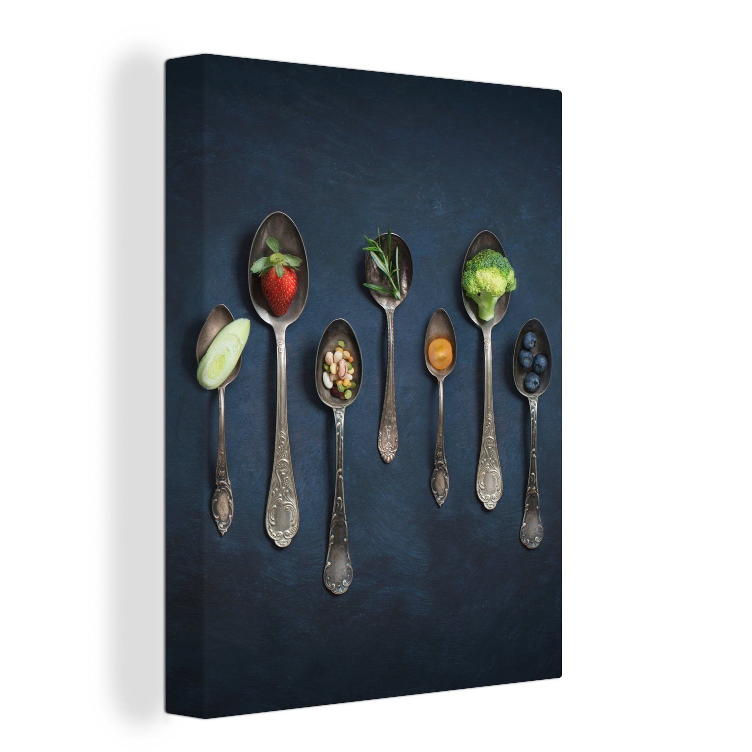 OneMillionCanvasses® Leinwandbild »Kräuter - Löffel - Silber - Gewürze ...