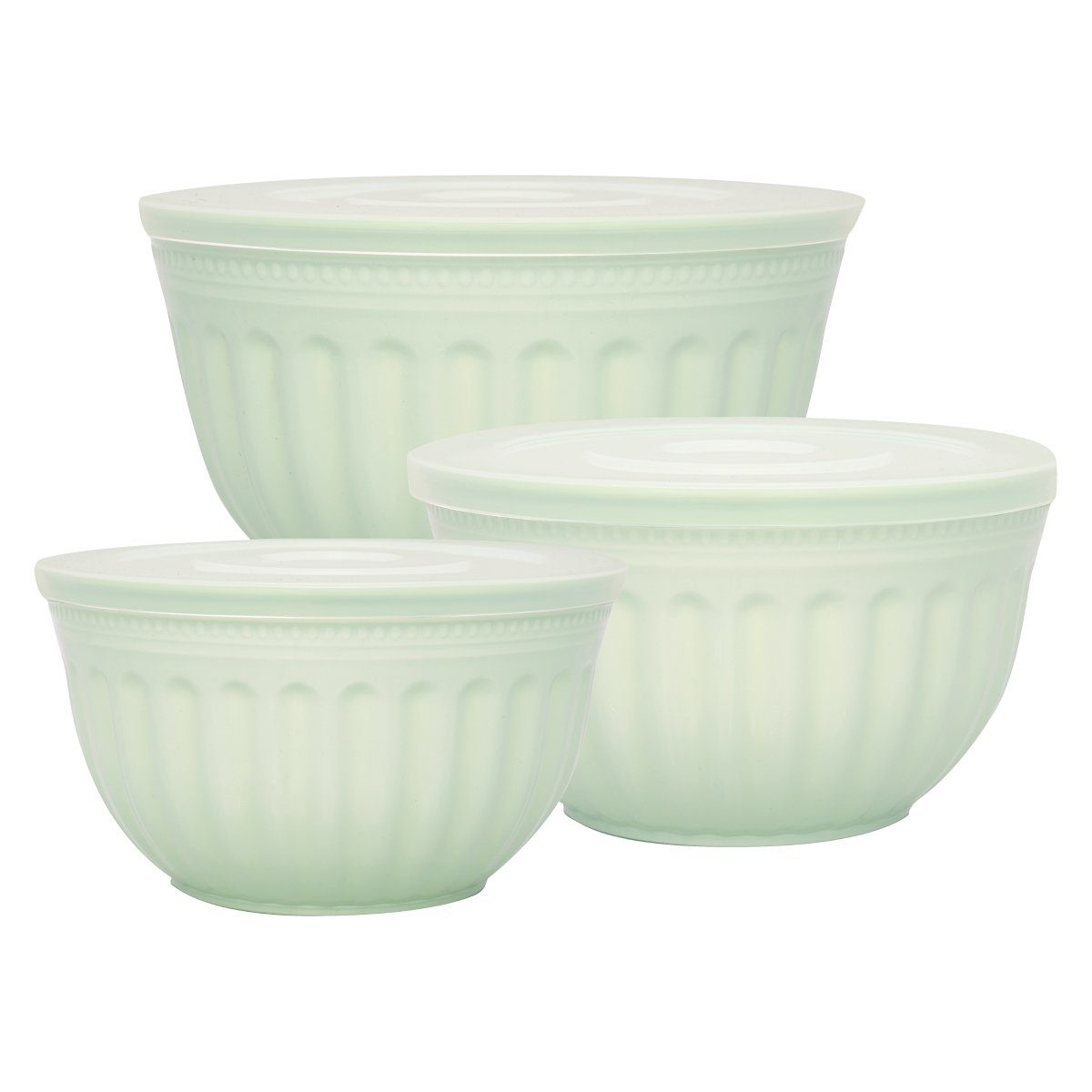 Greengate Schüssel Alice Schüssel mit Deckel pale green Set3, Plastic, (Schüsseln & Schalen)