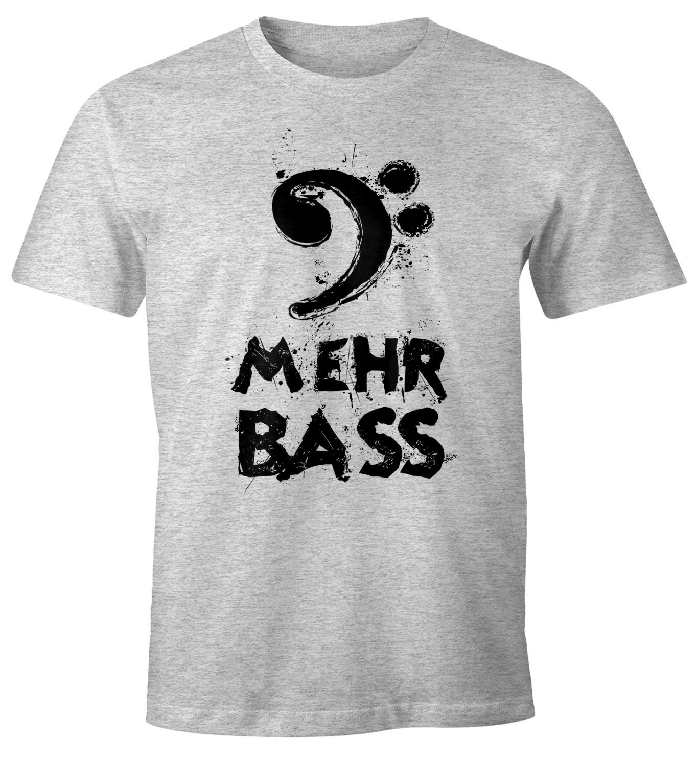 MoonWorks Print-Shirt Herren T-Shirt Mehr Bass Musik Party Moonworks® mit Print grau