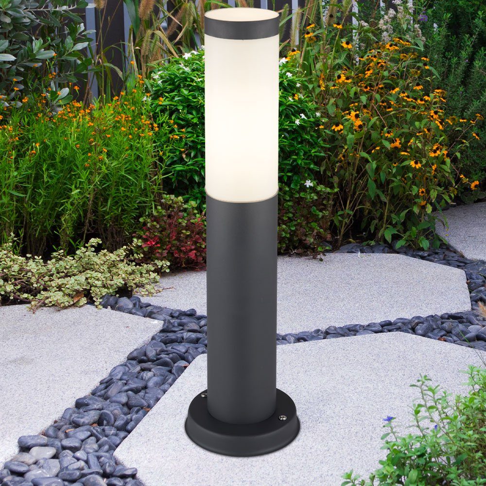 Steh etc-shop Leuchtmittel ANTHRAZIT inklusive, Warmweiß, Beleuchtung Leuchte Garten LED Edelstahl Sockel Außen-Stehlampe,
