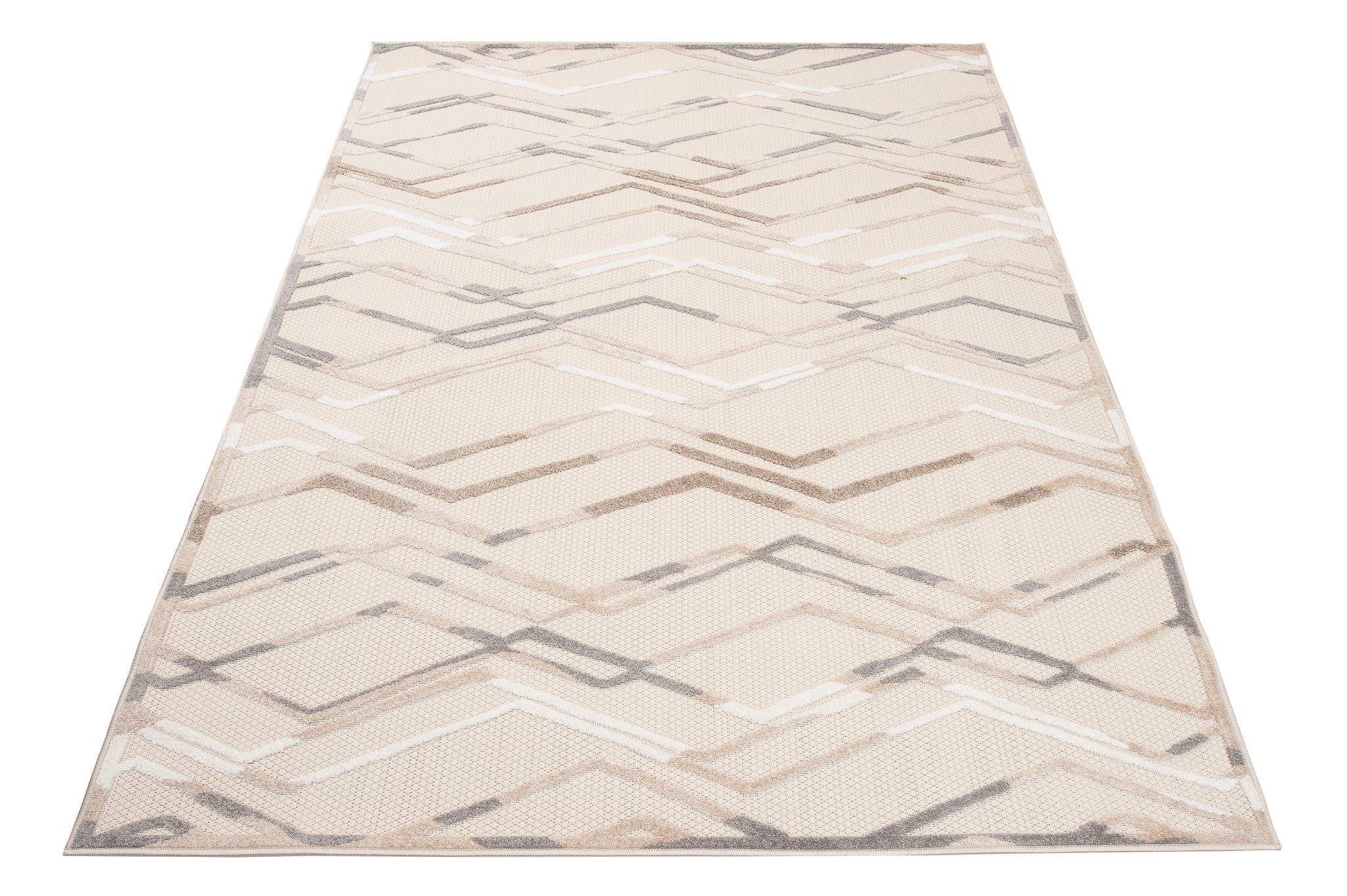 Teppich Mazovia, Outdoor Beige, Flachgewebe & Balkon & Designteppich 150 - mm, niedrige Wetterfest Kurzflor Weich, x 80 Pflegeleicht, Höhe 6 cm, - In- UV-beständig Florhöhe,