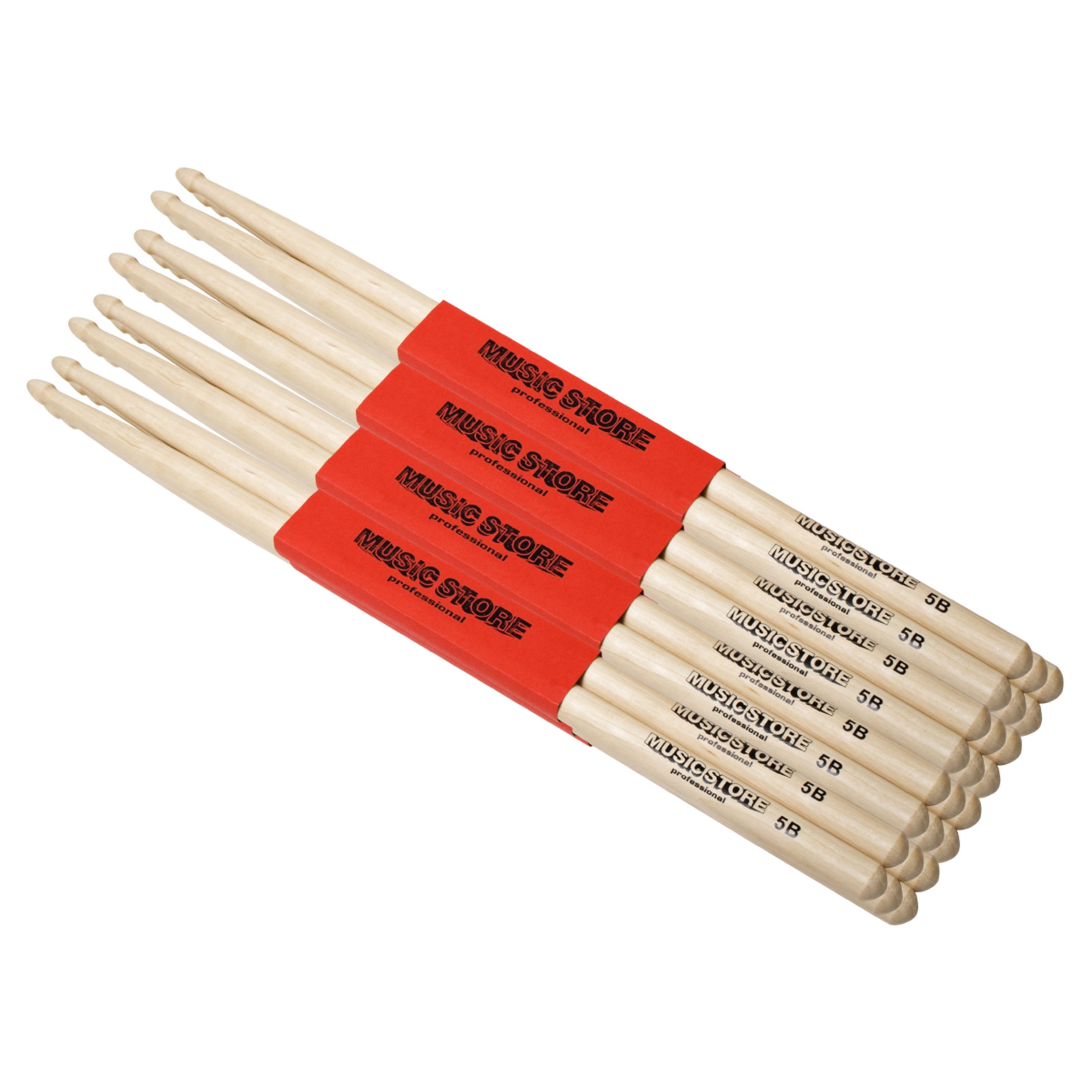 MUSIC STORE Барабанные палочки (5B Drumstick Set 12 Stück Buche Sticks Acorn Kopfform 408mm Длина 15mm Durchmesser Geeignet für Schlagzeug Inklusive Practice Pad 10", Sticks, Beater und Mallets, Stick Packs), Drumstick Set, 5B Барабанные палочки, Acorn Kopfform